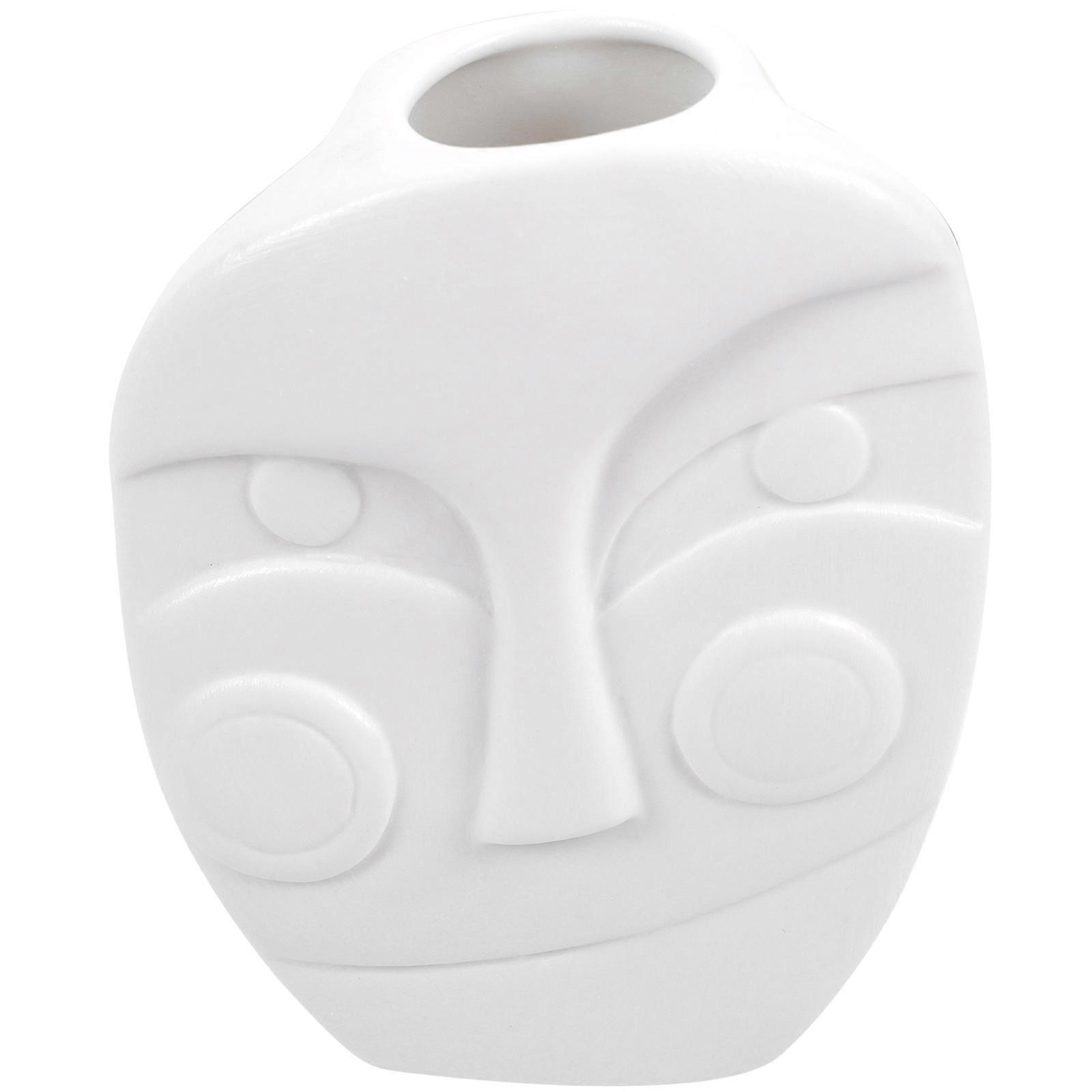 White Ceramic Vase for Home Decor Unique Face Design Vase