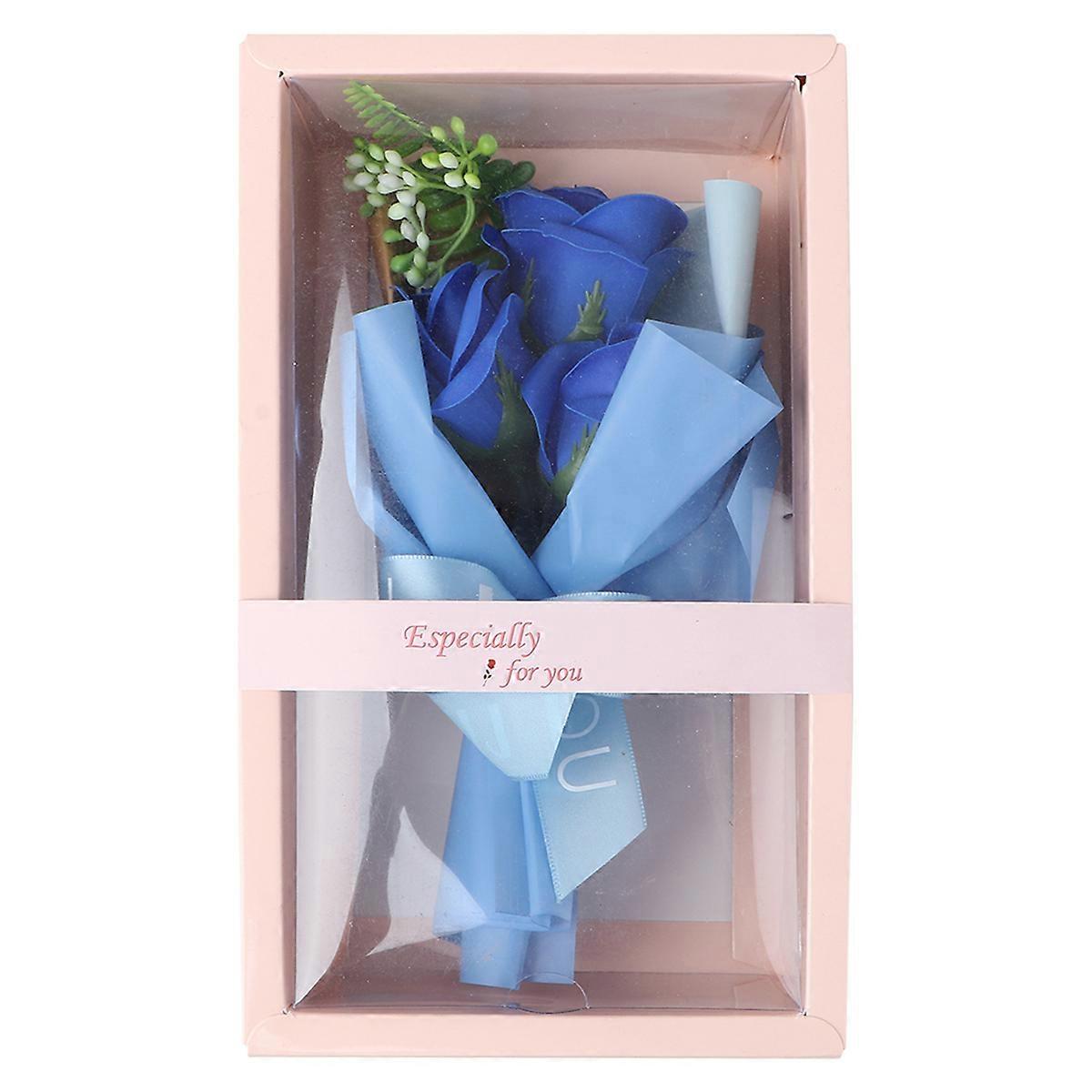 Artificial Rose Soap Bouquet Gift Box Designed For Valentine's Day Giving To Loved Ones In Blue Color 1 Set
