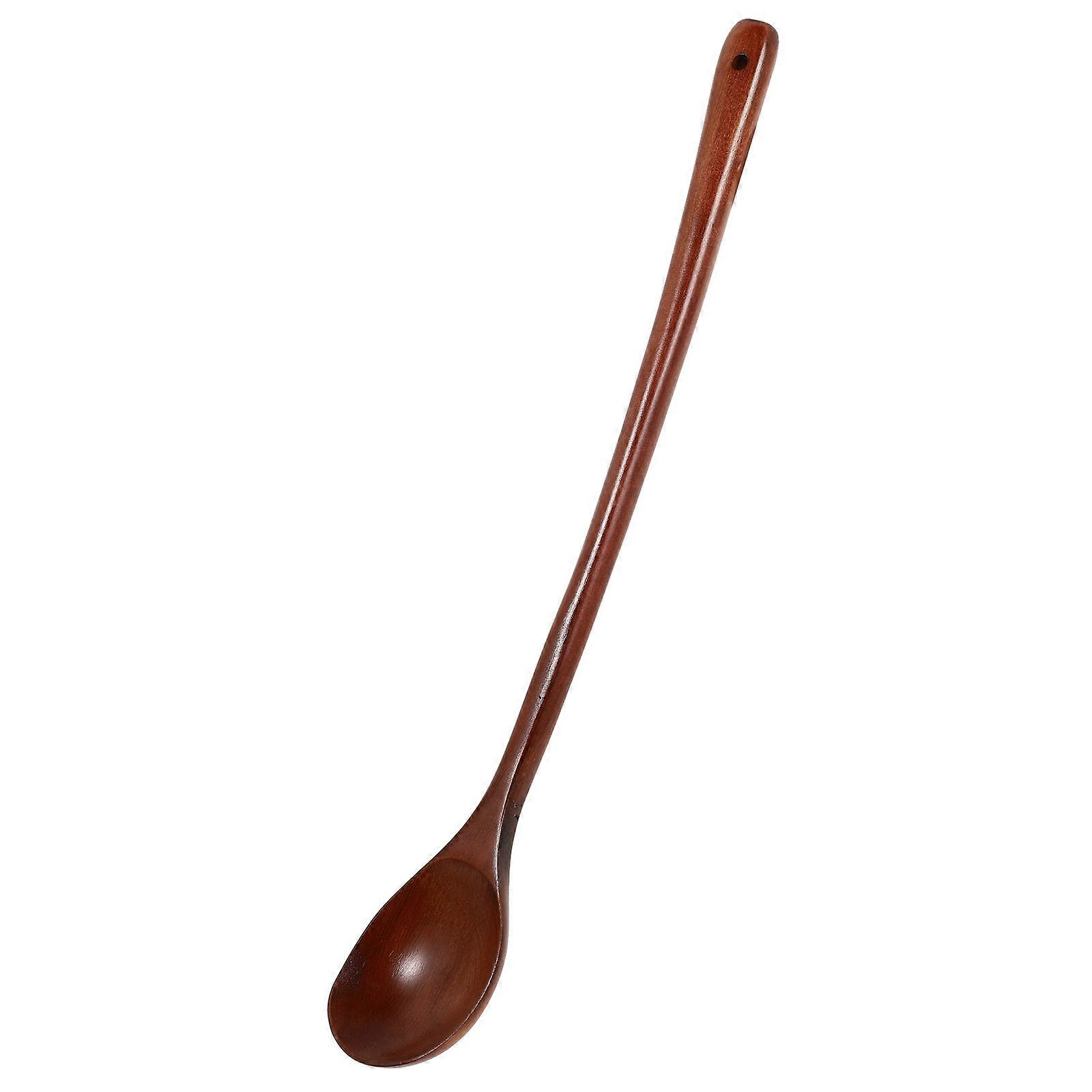 Wooden Spoon for Kitchen Use Made of Synthetic Material Coffee Color Smooth Surface Easy to Clean 1pc