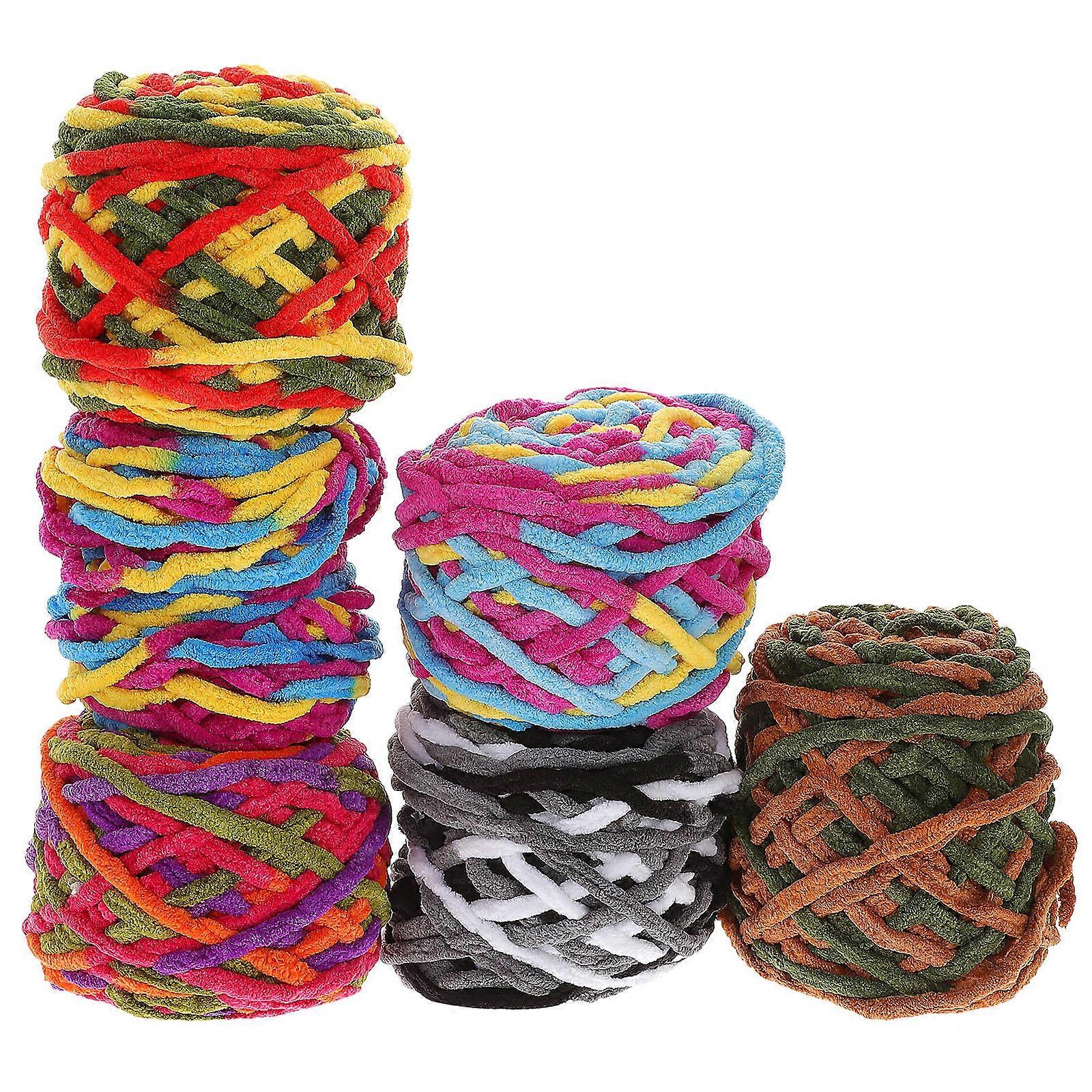DIY Crochet Yarn 6 Rolls Assorted Colors Safe for Long-Term Use Ideal for and Beginners