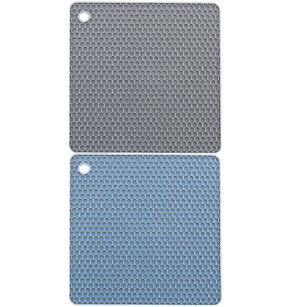 2Pcs Hot Pot Holders Kitchen Countertop Silicone Mats Insulation Non slip Table Mats