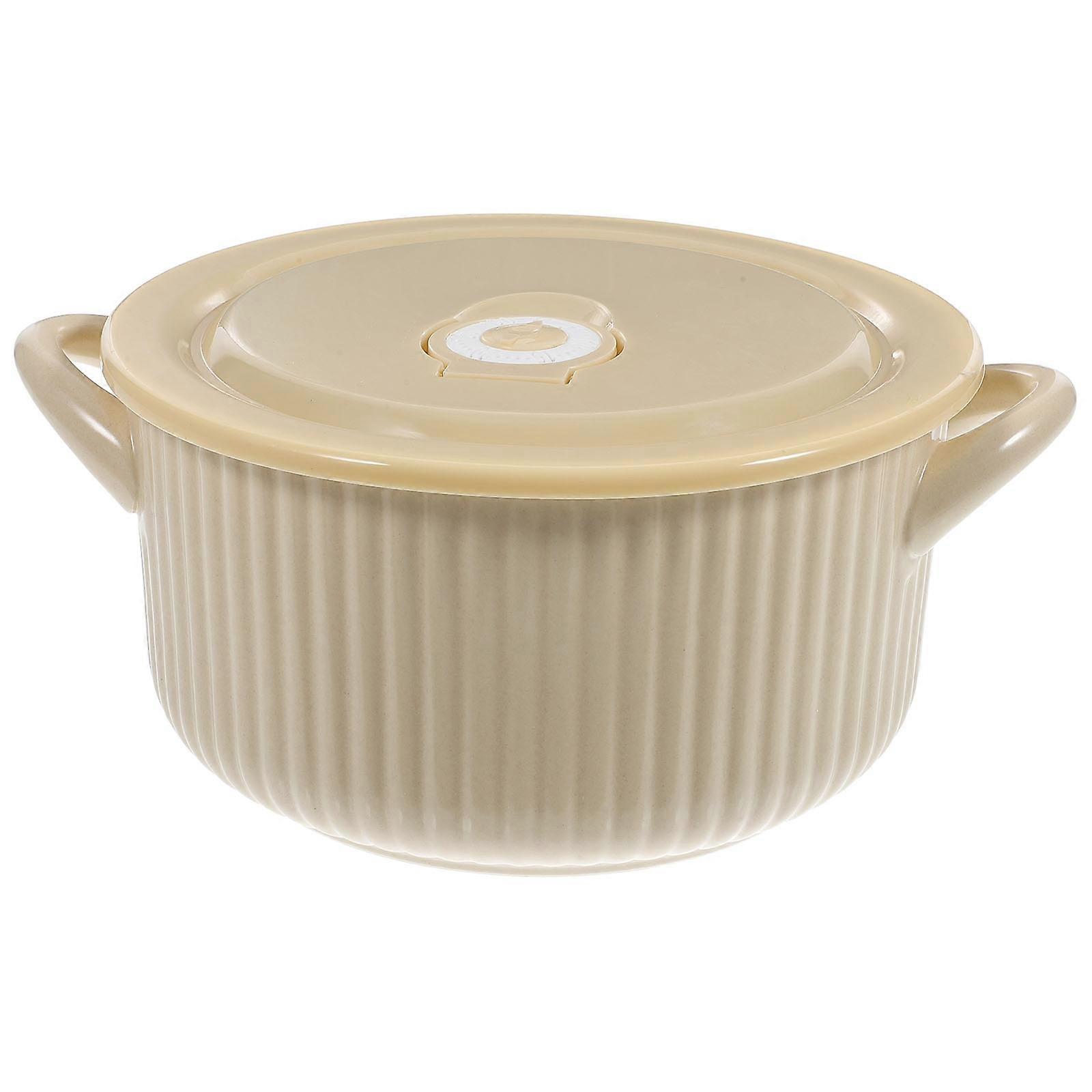 Beige Ceramic Soup Bowl with Handle for Home Use Microwave and Oven Safe Perfect for Soups and Snacks 12 oz