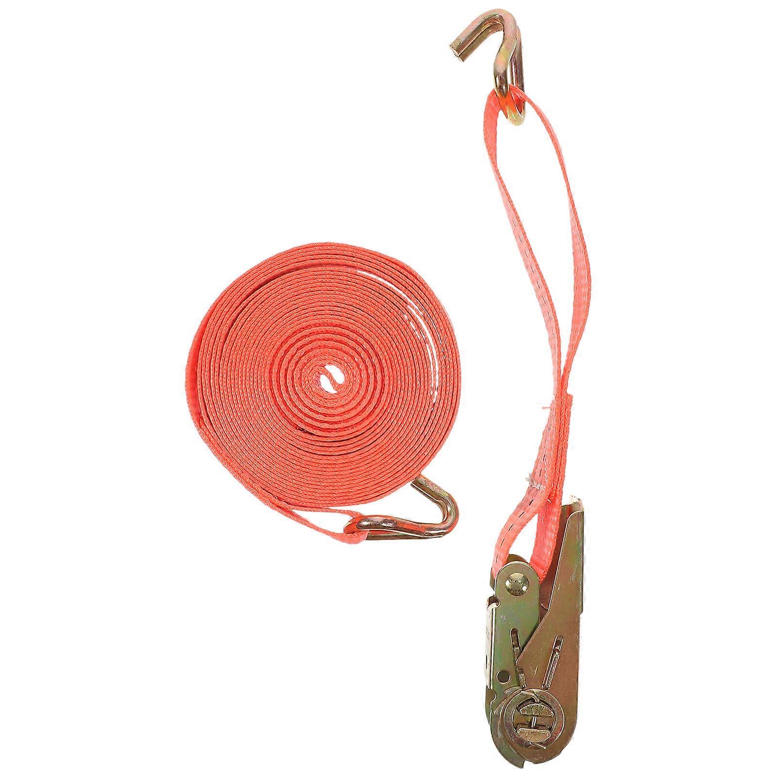 Ratchet Strap for Car Made of Polyester and Iron Orange Color Perfect for Securing Cargo 1 Inch Wide