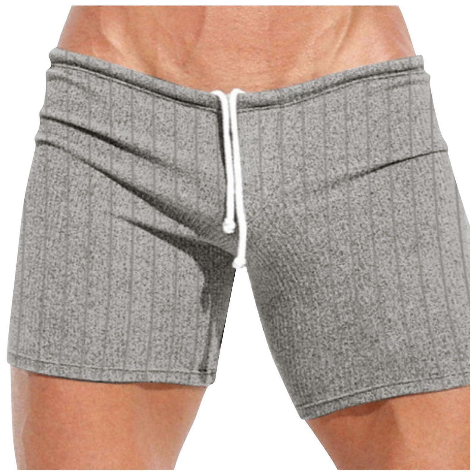 Men's Short Pyjama Bottoms Gray XL Sleep Shorts Summer Sleepwear Boxer Underwear Retro Style Comfortable Fabric