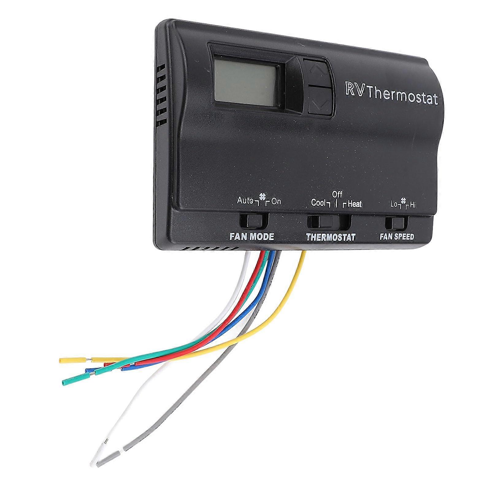 Digital RV Thermostat With Three Modes, Heating And Cooling, Wall Mounted RV Thermostat, User Friendly, Black