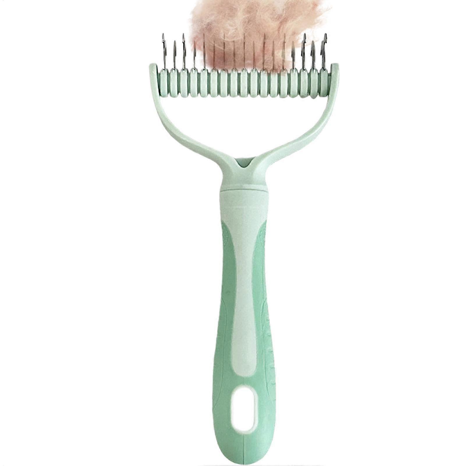 Cat Deshedding Comb and Dog Grooming Brush, Double-Sided Design for Effective Shedding Control, Green Color