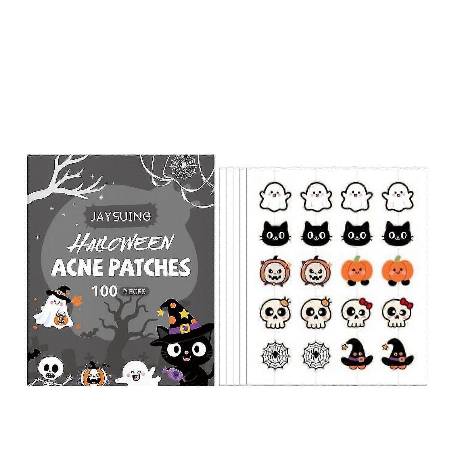 Pimple Patches, Halloween Acne Patch, Pimple Patches for Face, Cute Pimple Stickers with Salicylic Acid & Tea Tree, 100pcs Halloween Stickers
