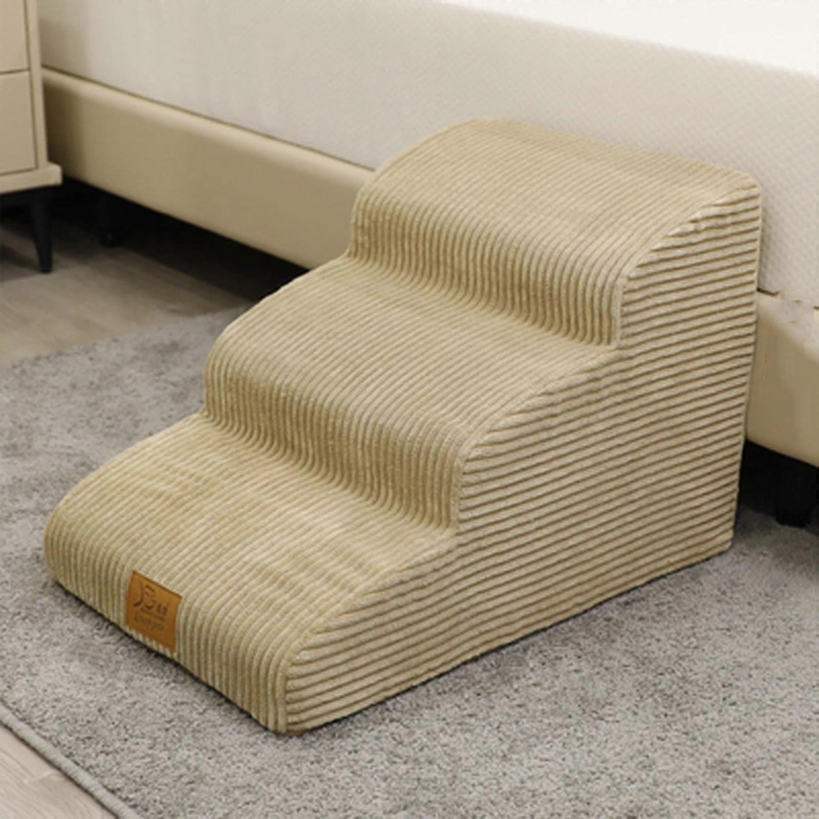 Dog Stairs for Small Dogs, 2-3 Steps High Density Foam Pet Stairs with Removable Cover for Bed and Sofa, Small Medium Size