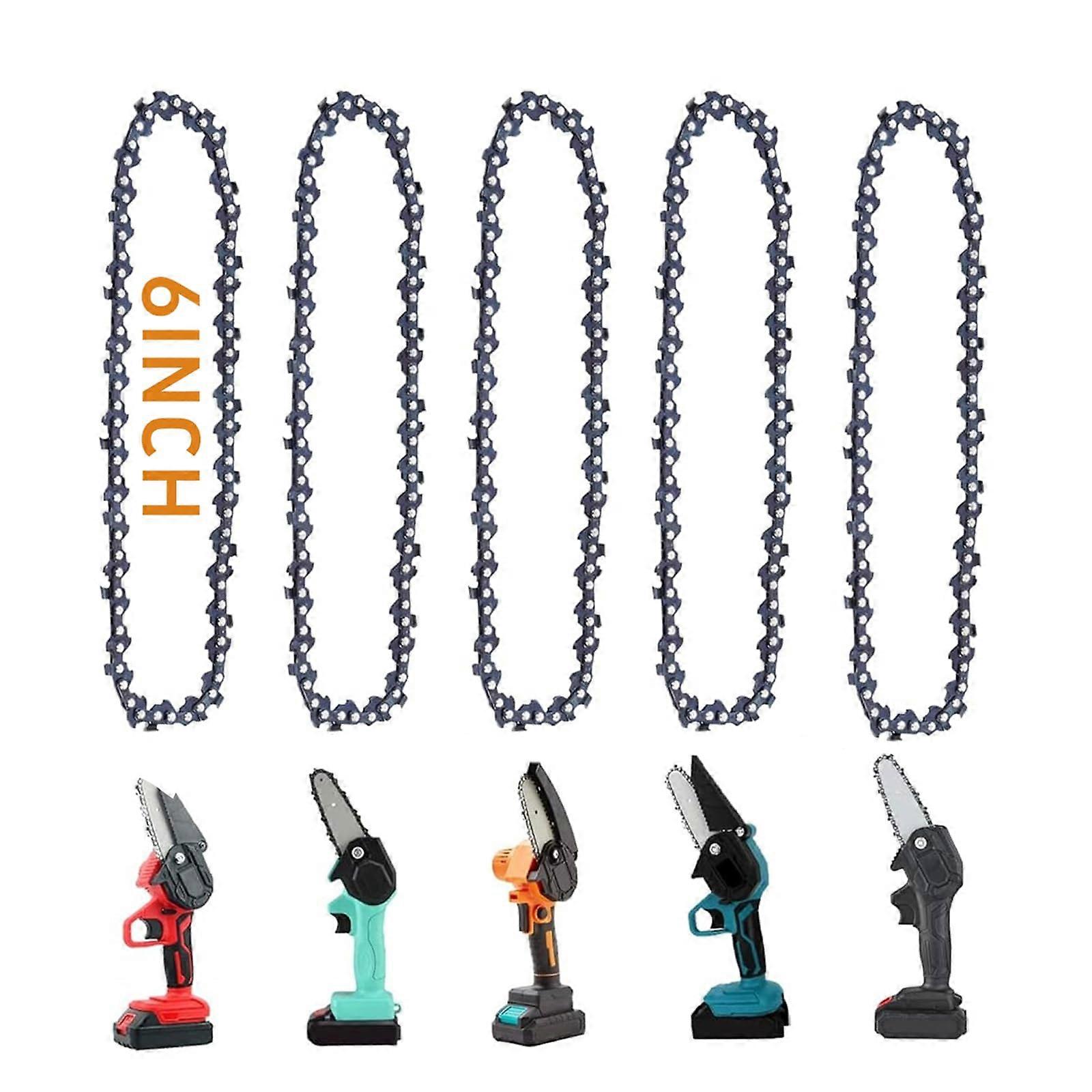 Saw Chains Pack Of 5 For 6-Inch Chainsaw, 1/4-Inch Pitch, 37 Drive Links, For 6-Inch Chain Guides