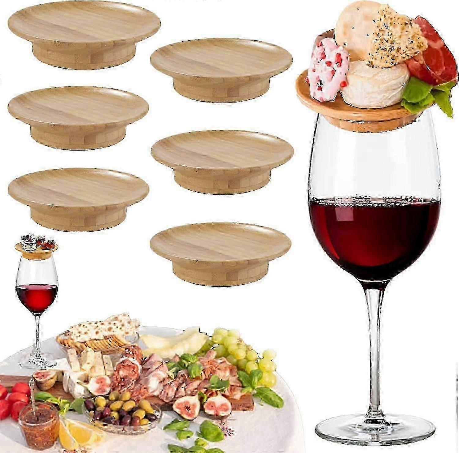 6 db dekorációs készlet borospohár felvágott bambusz tányér aperitif Darabok 0619