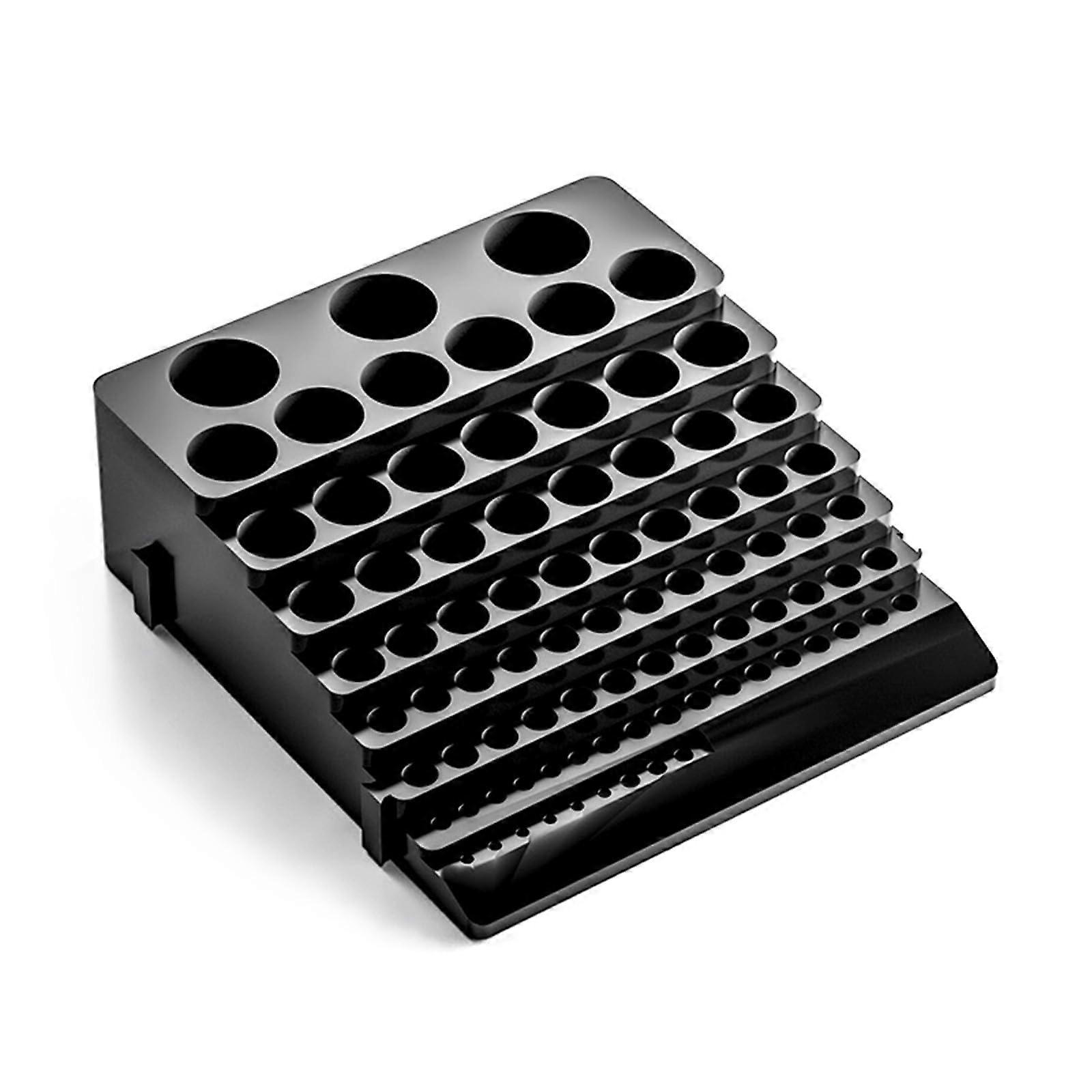 Tool storage box with 85 holes, for drills and milling cutters, black