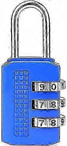 3-Digit Keyless Combination Padlock - Easy Set Your Own Code for Luggage, Suitcase & Mini Box - Blue