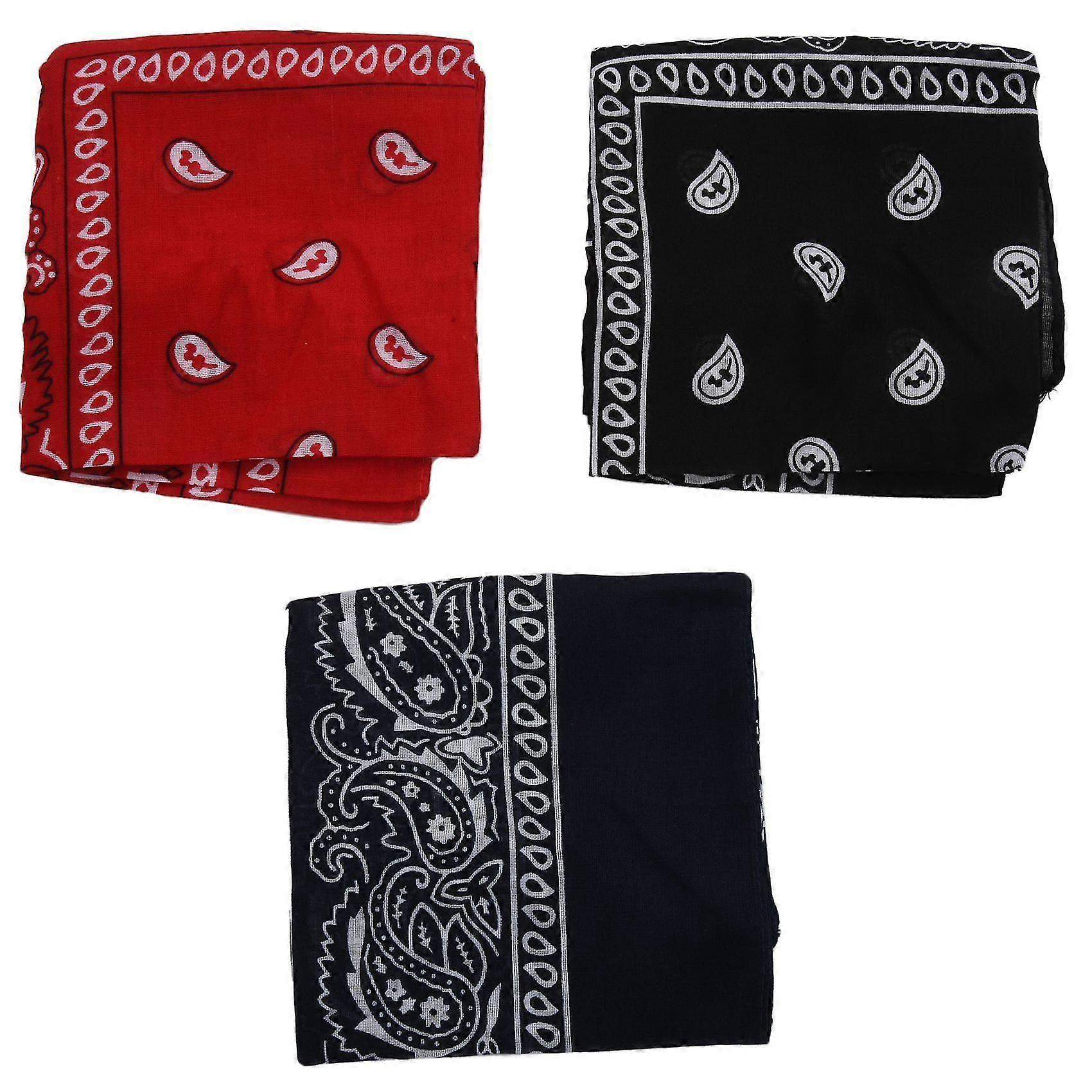 Set of 3 bandanas Man and Woman 57 x 57 cm Black + Red + navy blue