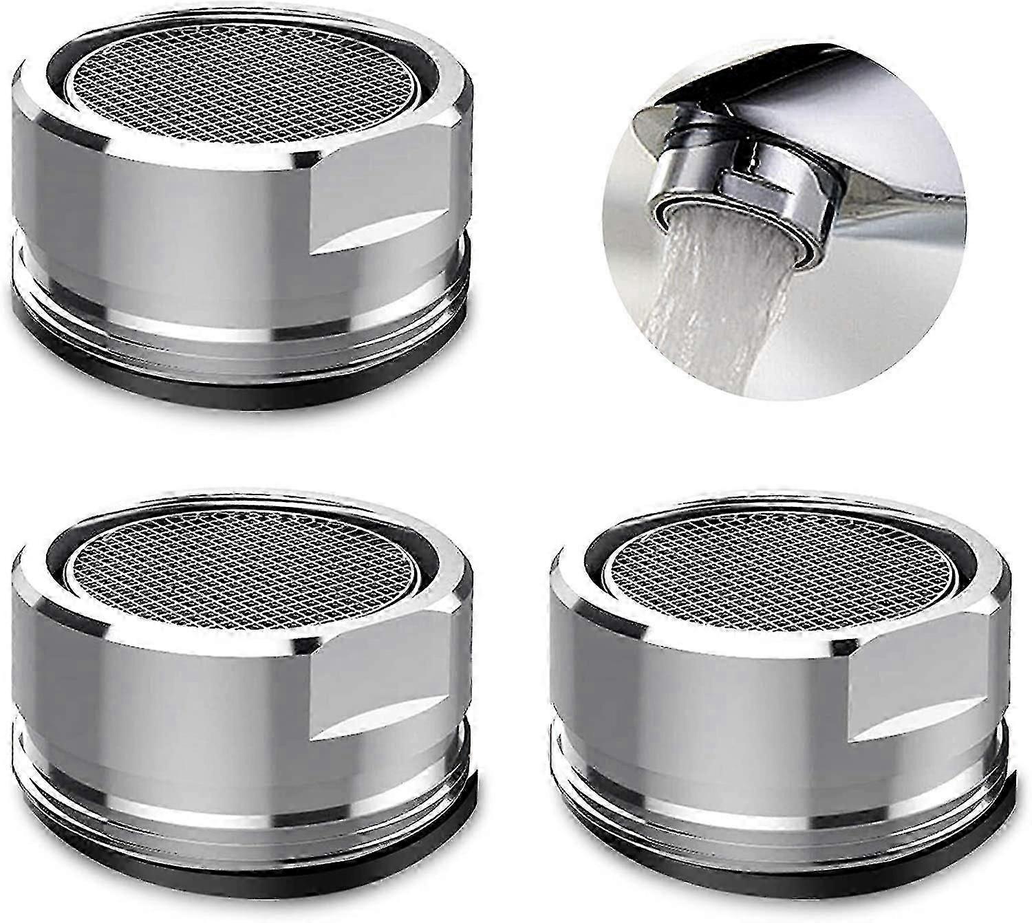 3 Pack 24mm Faucet Aerators, Replacement Part, Threaded Brass Male Spout With Gasket, Polished Chrome