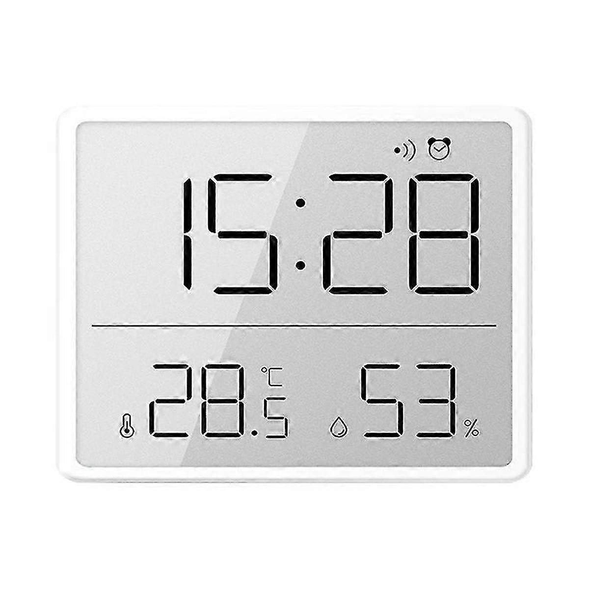 Digital Hygrometer Thermometer with Clock Humidity Monitor Timer Alarm suitable for Home Office Room White
