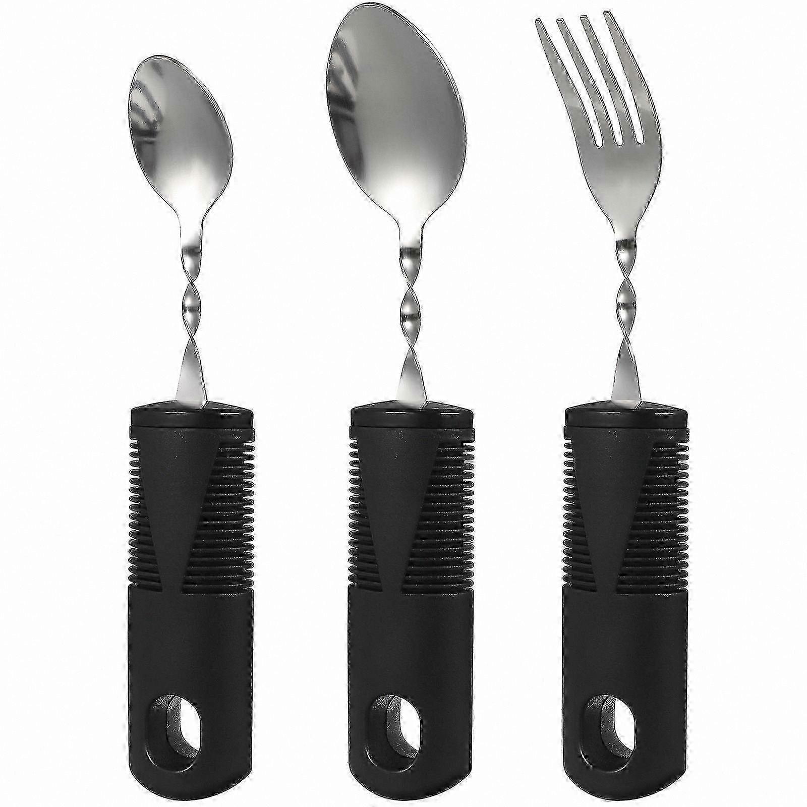 Adaptive Eating Utensils for Elderly Non-Slip Cutlery Set 3 Pieces hwy