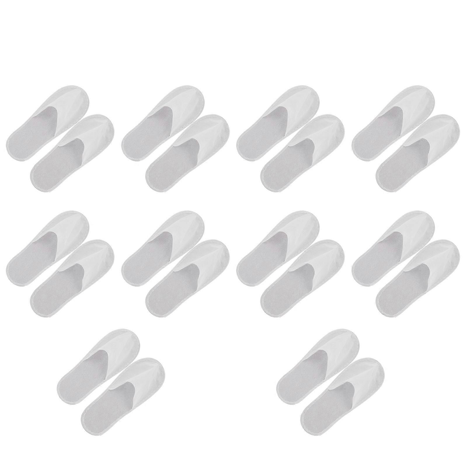 Disposable Slippers Flat Shoes for Indoor Hotel Party Airplane White Nonwoven Fabric with Breathable Function 30pairs