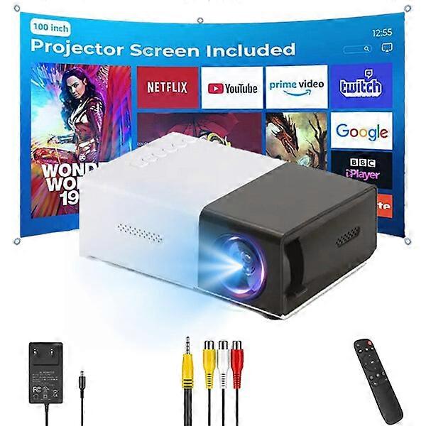 Mini portable LED projector, 1080p high definition, compact, lightweight and high brightness