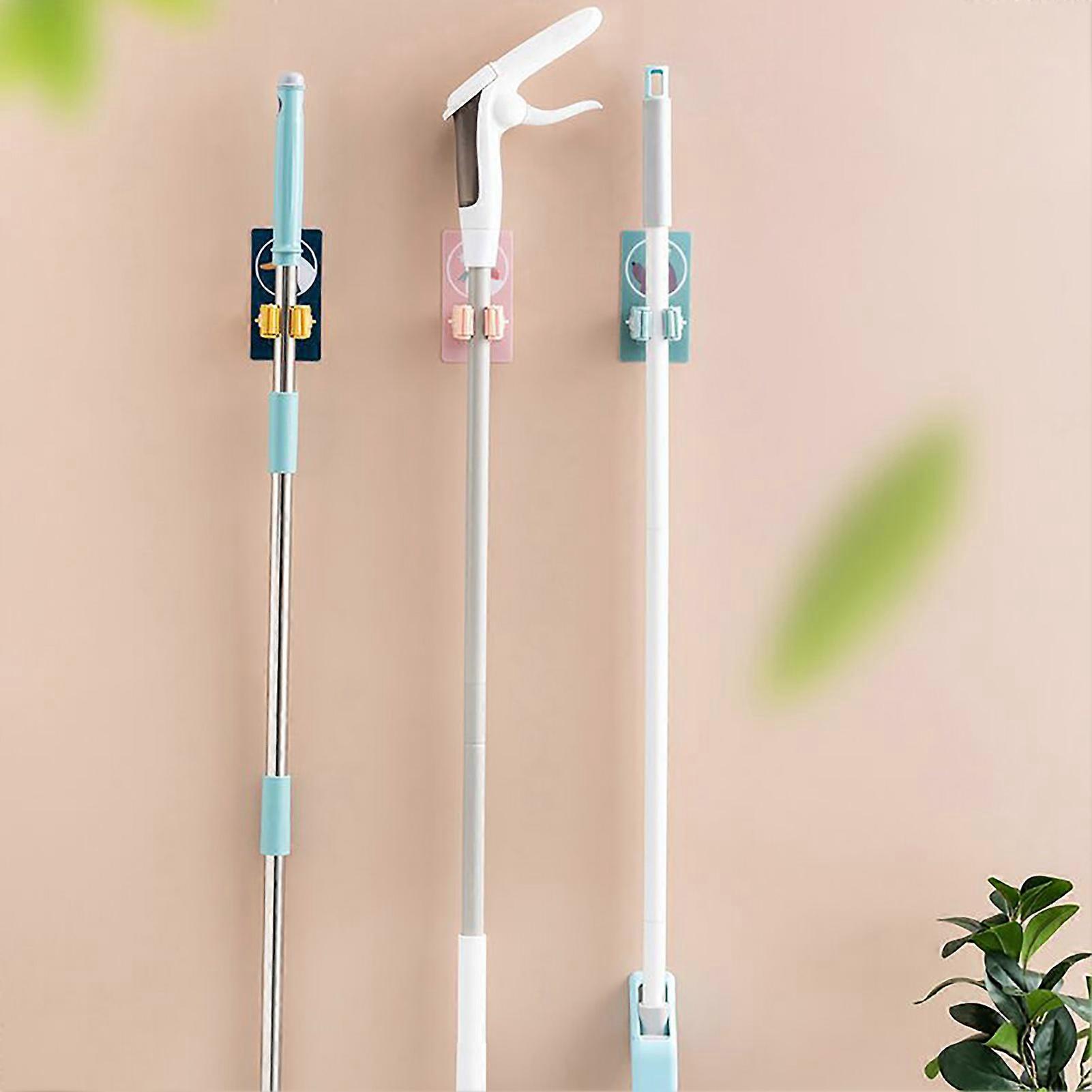 Wall Mounted Mop Clip ABS+PVC Waterproof Broom Rack for Kitchen
