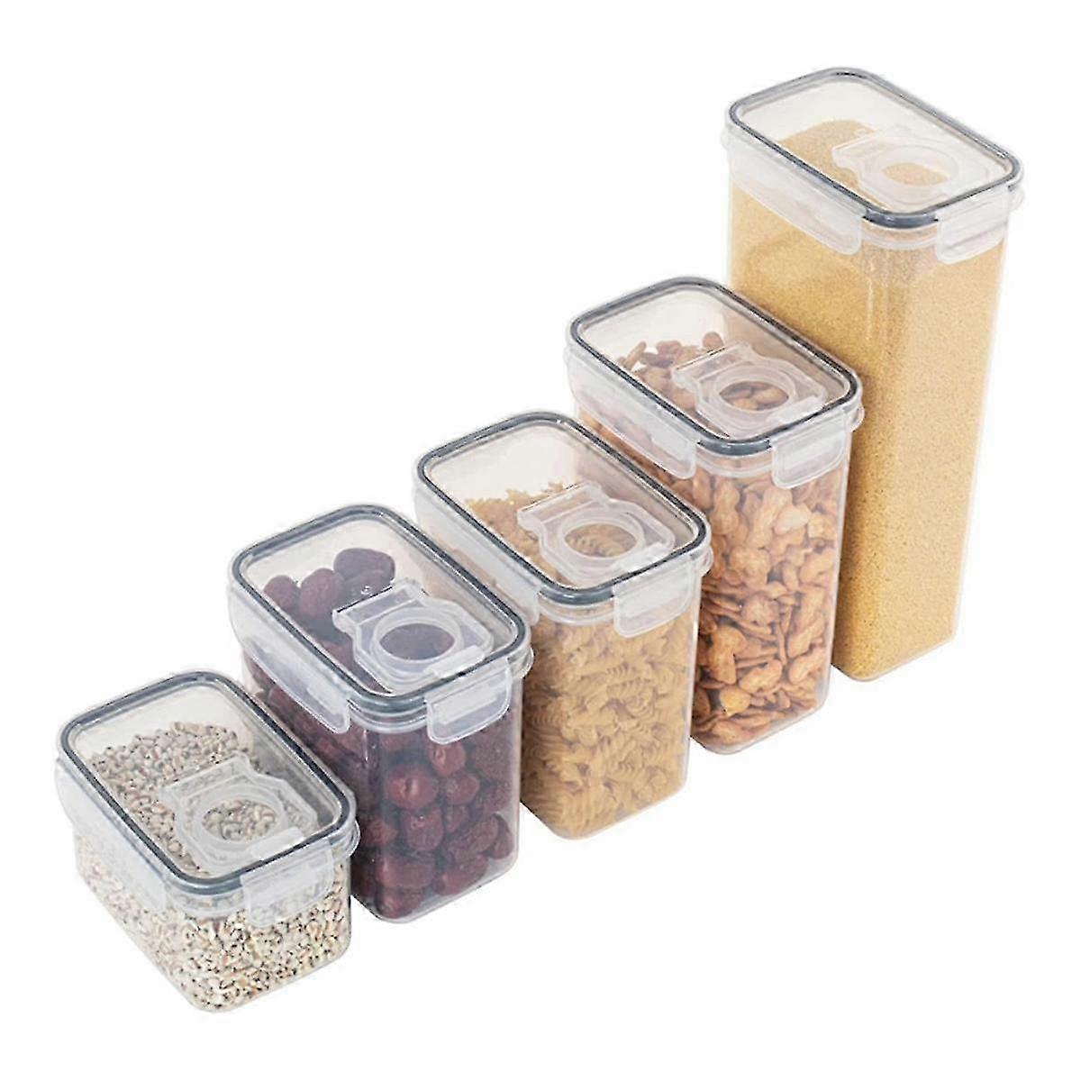 Food Storage Containers, 5 Size Single Airtight Clear Storage Containers, Vacuum Damp Proof Fresh-Keeping Storage