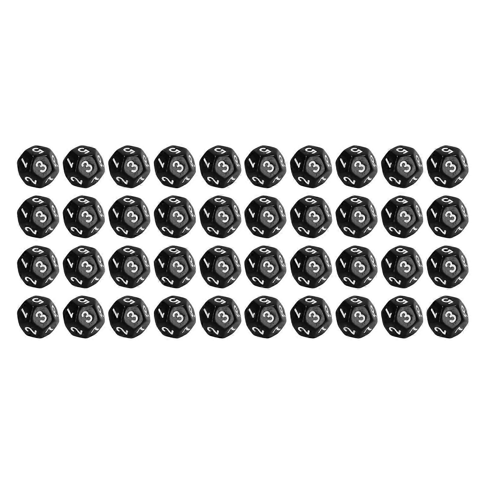 40Pcs 12 Sided Dice Set Polyhedral Dice for Family Party Board Game Pub Club Game Black