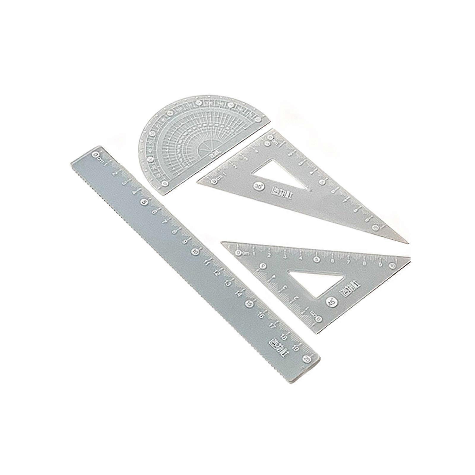 Math Geometry Tool Student Drawing Plastic Drawing Rulers with Square Straight Ruler Math Protractor For Math Drafting  Blue 20cm