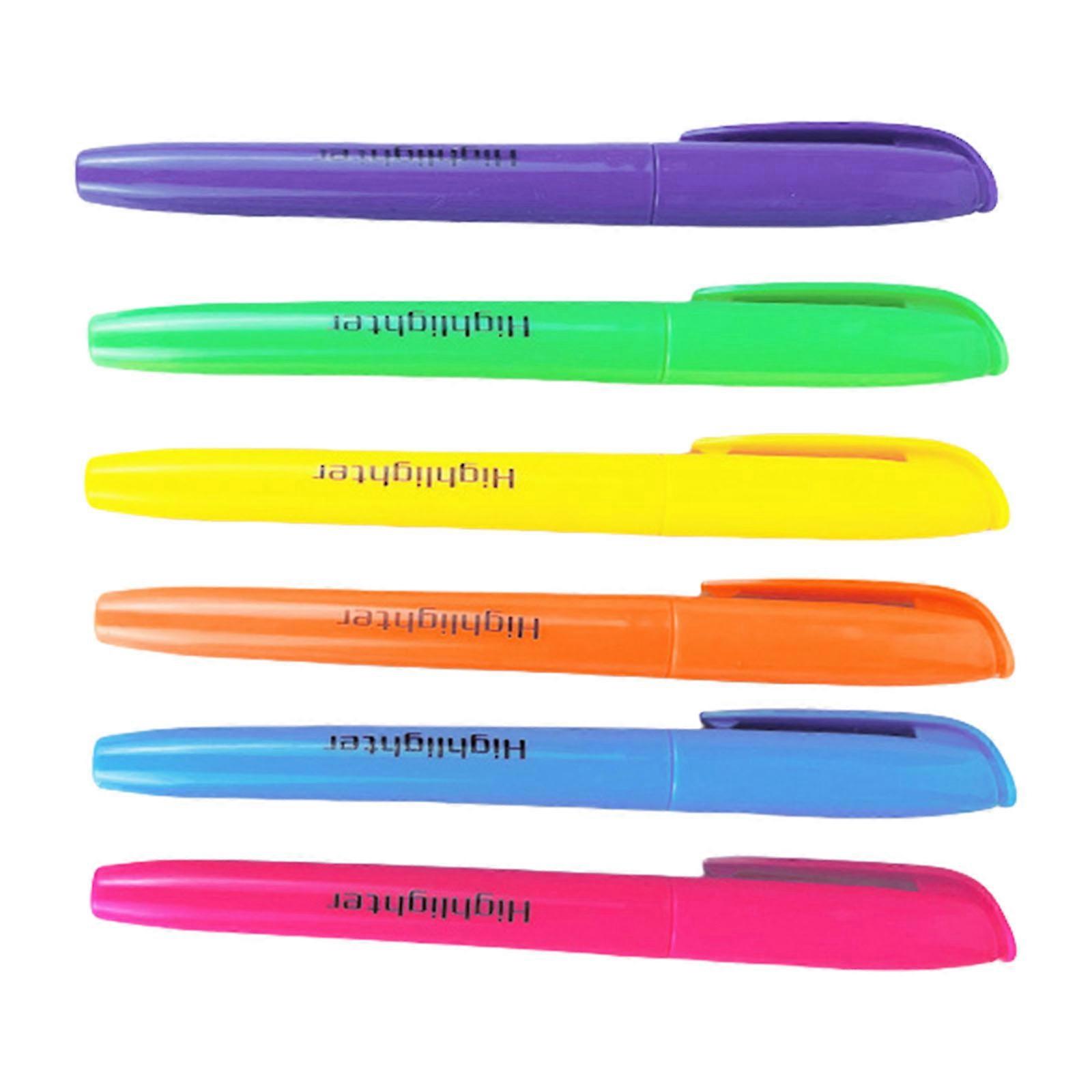 6Pcs Highlighter Pen Broad Chiseled Tip Quick Dry Marker For Notebook Planner Journal Calendar Note Taking Highlighting Multicolor