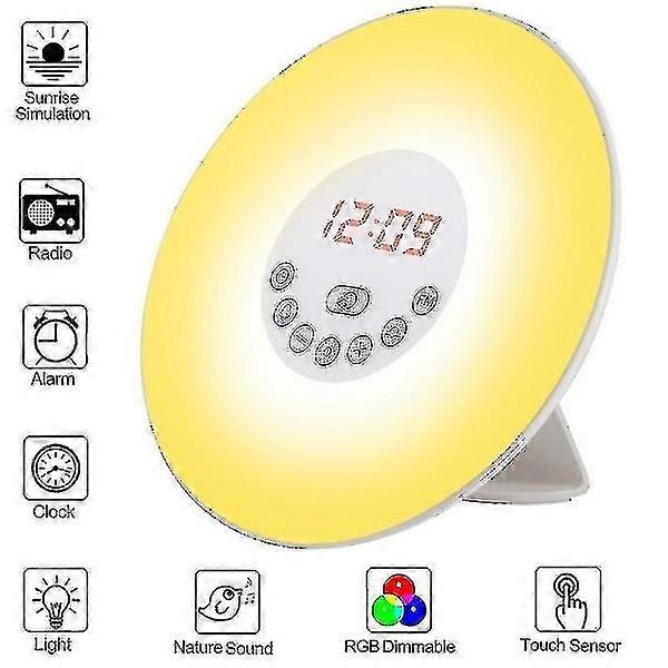 Sunset Alarm Clock Wake Up Light - Light Alarm With Sunrise/Sunset Simulation Dual Alarms And Snooze