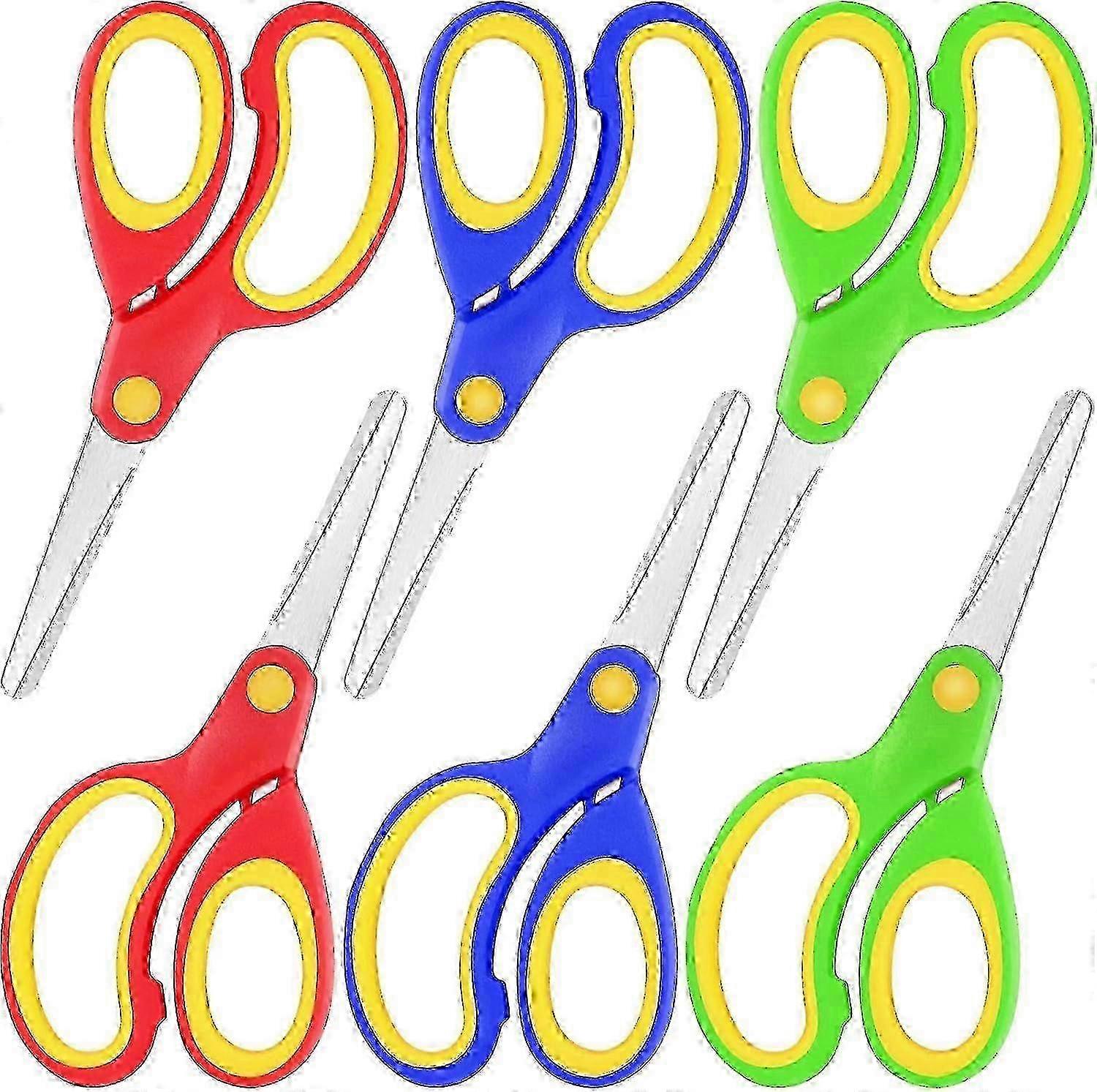 6-Piece Left-Handed Scissors Set - Colorful Rubber & Plastic Handma...