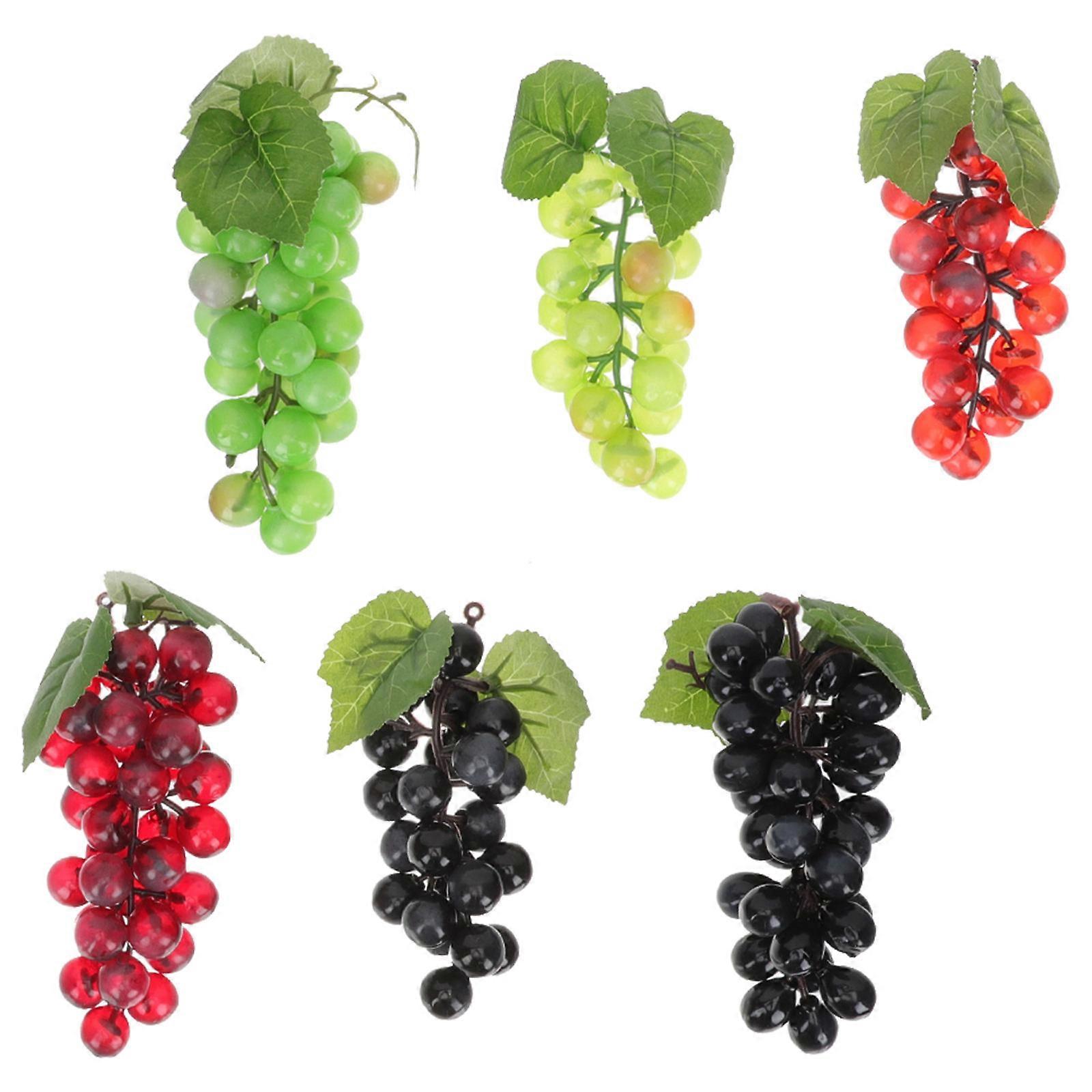 Artificial Grape Bunches Plastic for Decor 6Pcs Lifelike Fake Grape Photo Props