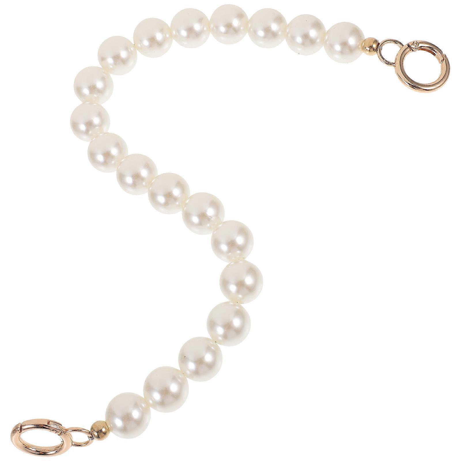 Pearl Bag Chain Handbag Strap for DIY Use White Metal Accessory