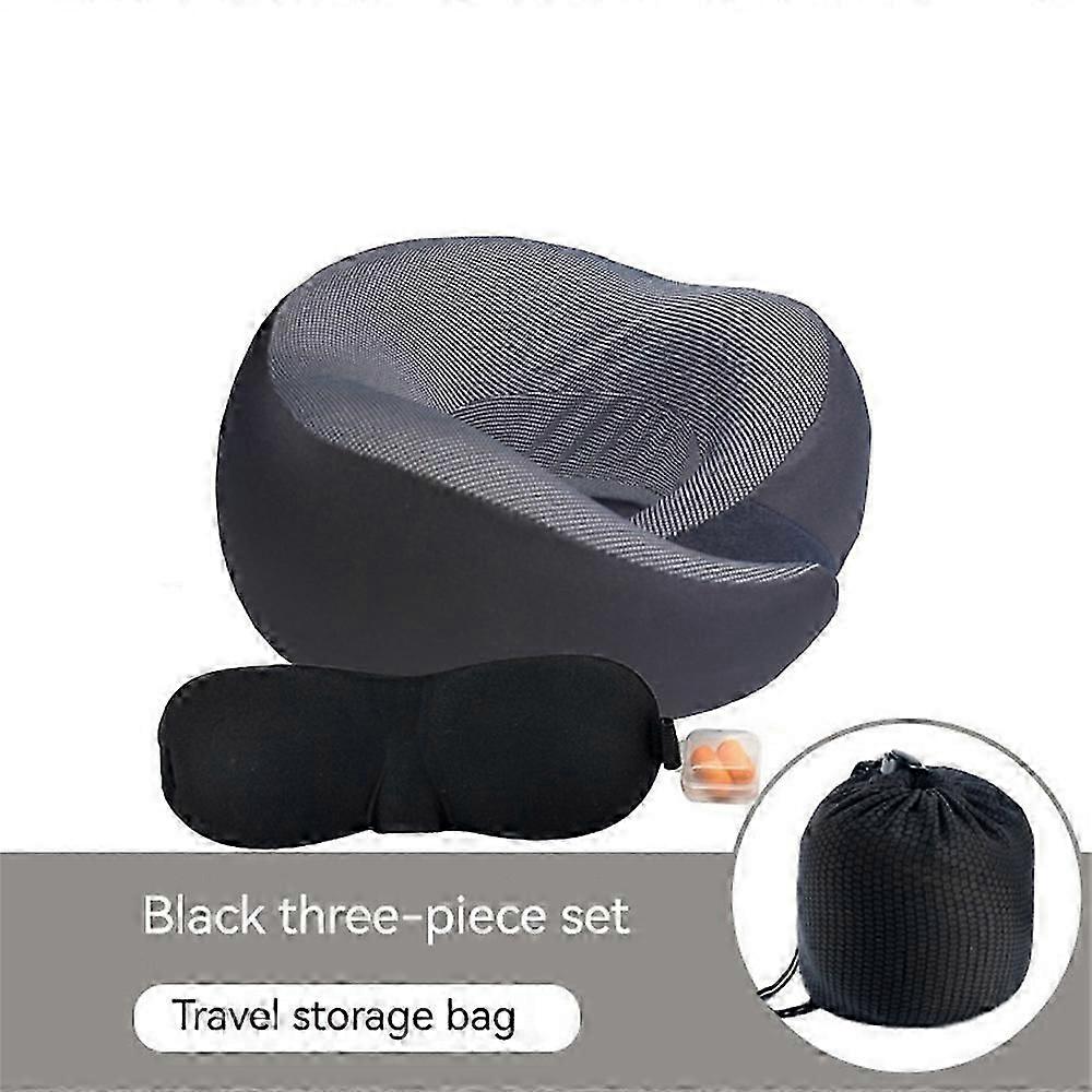 100% Pure Memory Foam Soft Neck Travel Pillow 3D Eye Mask Ear Plugs Airplane Set