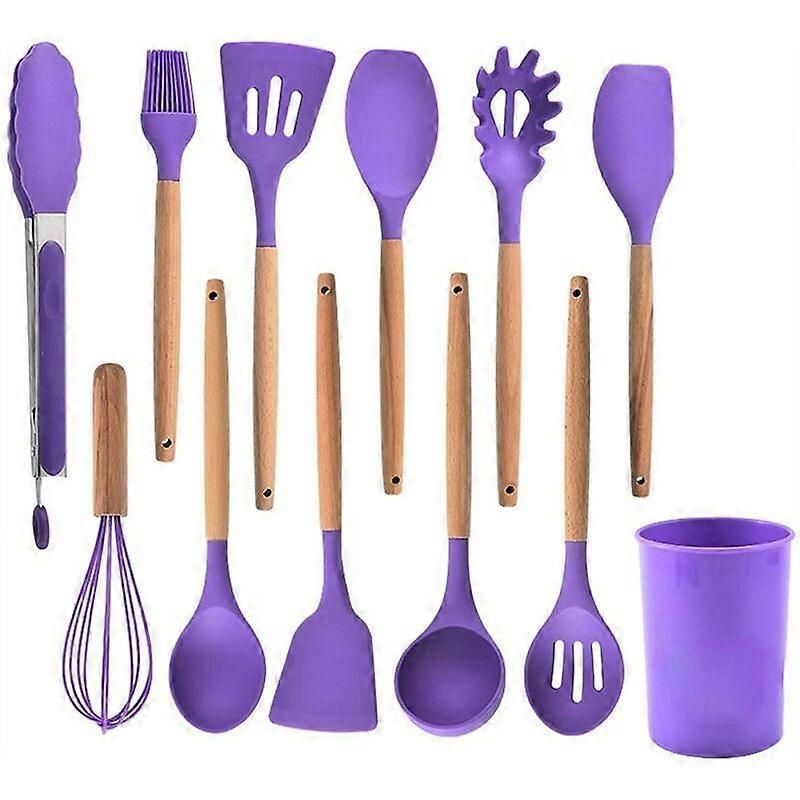12 Pieces Silicone Cookware Set Non-Stick Silicone Cookware Set Spatula Spoon