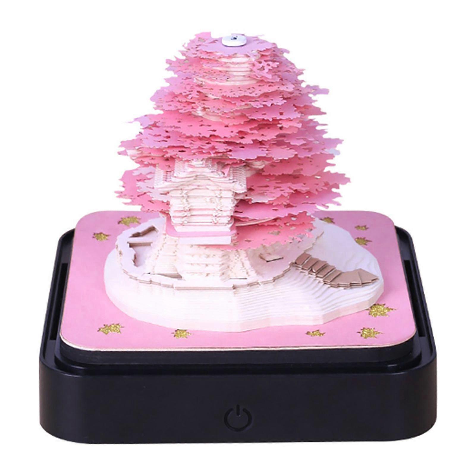 3D Sakura Tree Calendar 2026 Paper Sculpture Art Calendar Notepads, Tearoff Desk Calendar Memo Pads for School Home Office