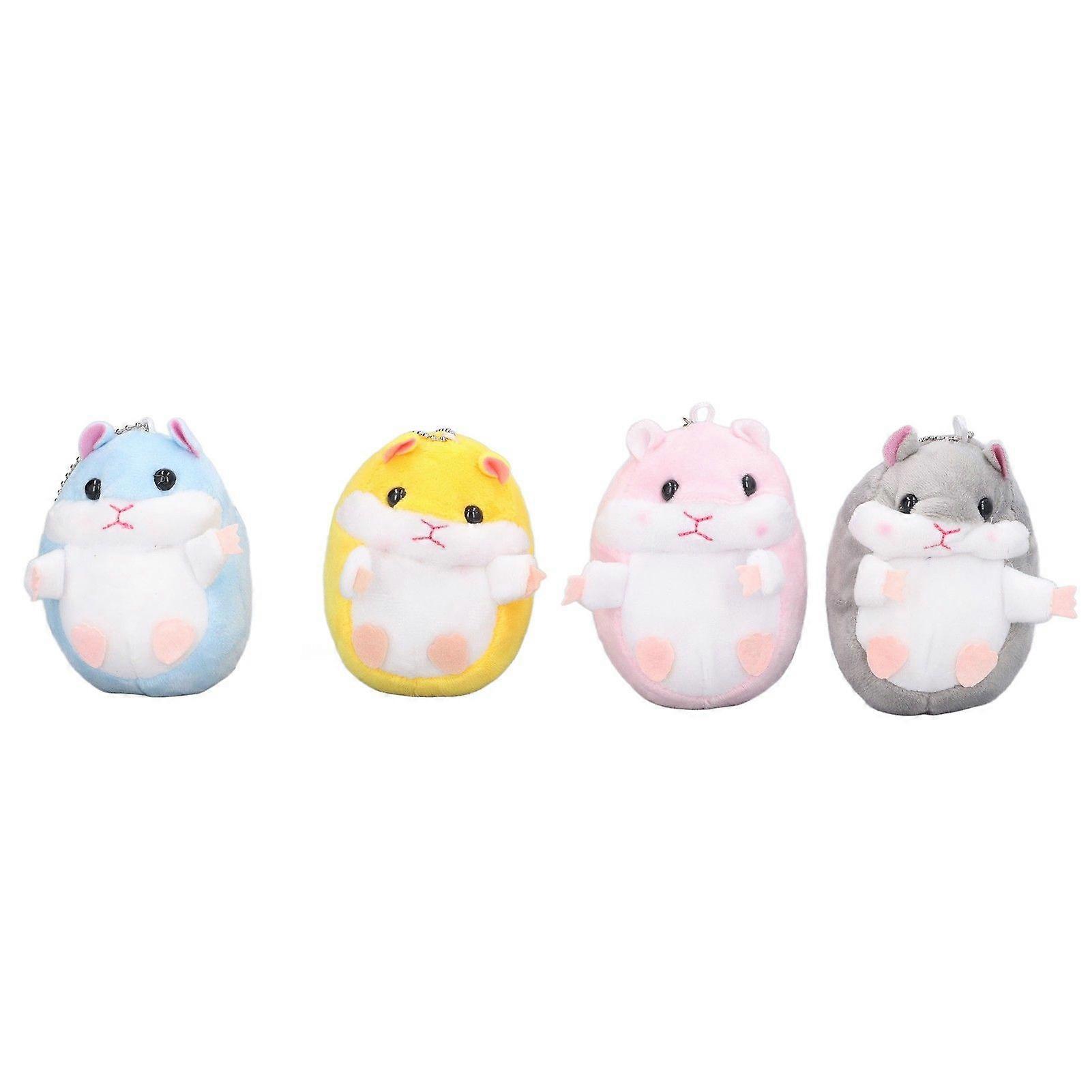 4pcs Plush Keychain 4 Different Colors Hamster PP Cotton Material Soft Comfortable Pendants for Gift