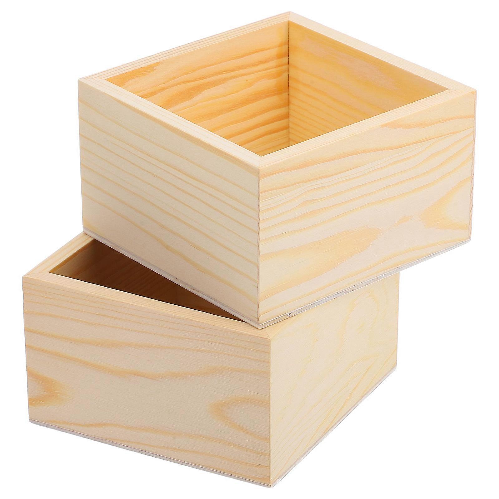 Wooden Storage Box for Storage with 6Pcs Small Rustic Square Organizer