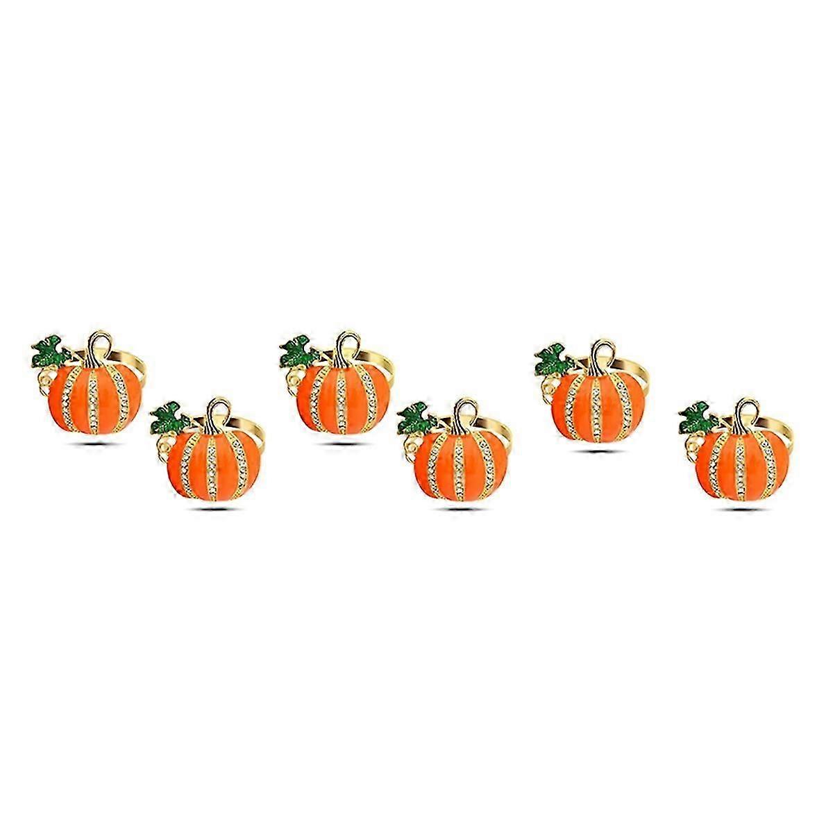 6Pcs Fall Napkins Rings, Thanksgiving Napkin Ring Halloween Pumpkin Napkin Holders for Holiday Dinne