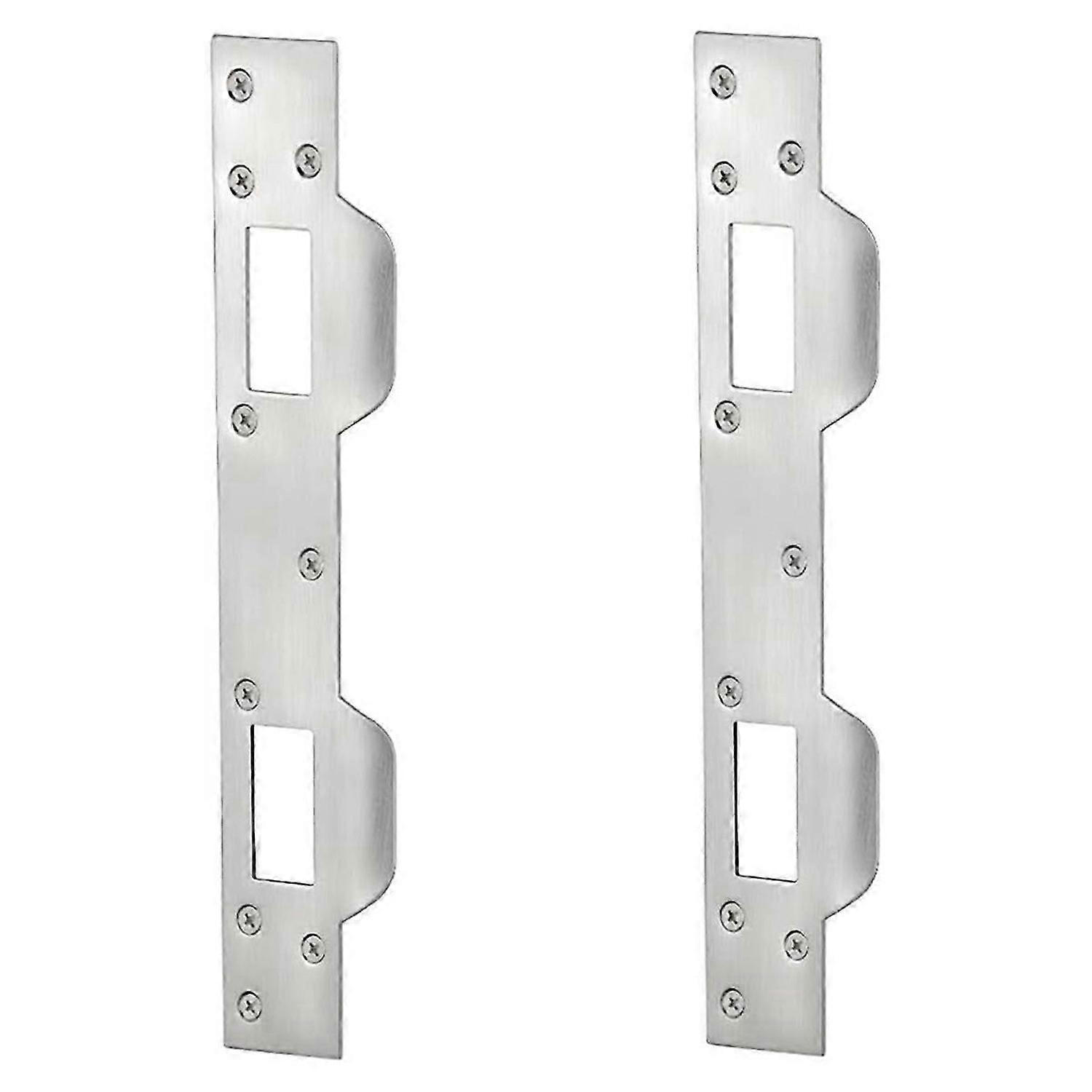 Door Strike Plate Double Holes, Heavy-Duty Latch Reinforcement Plate for Door Handle and Deadbolt (2