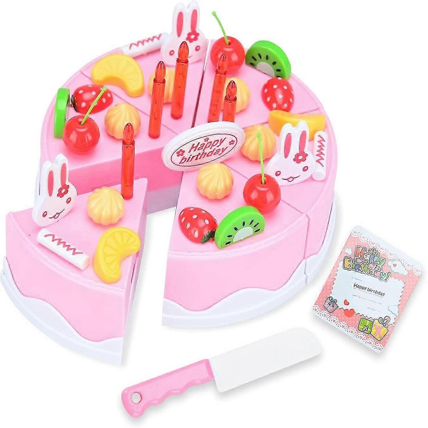 מטבח כיף חיתוך צעצועים עשה זאת בעצמך סכו"ם סט עוגה להעמיד פנים צעצועים - 38 חתיכות (ורוד)