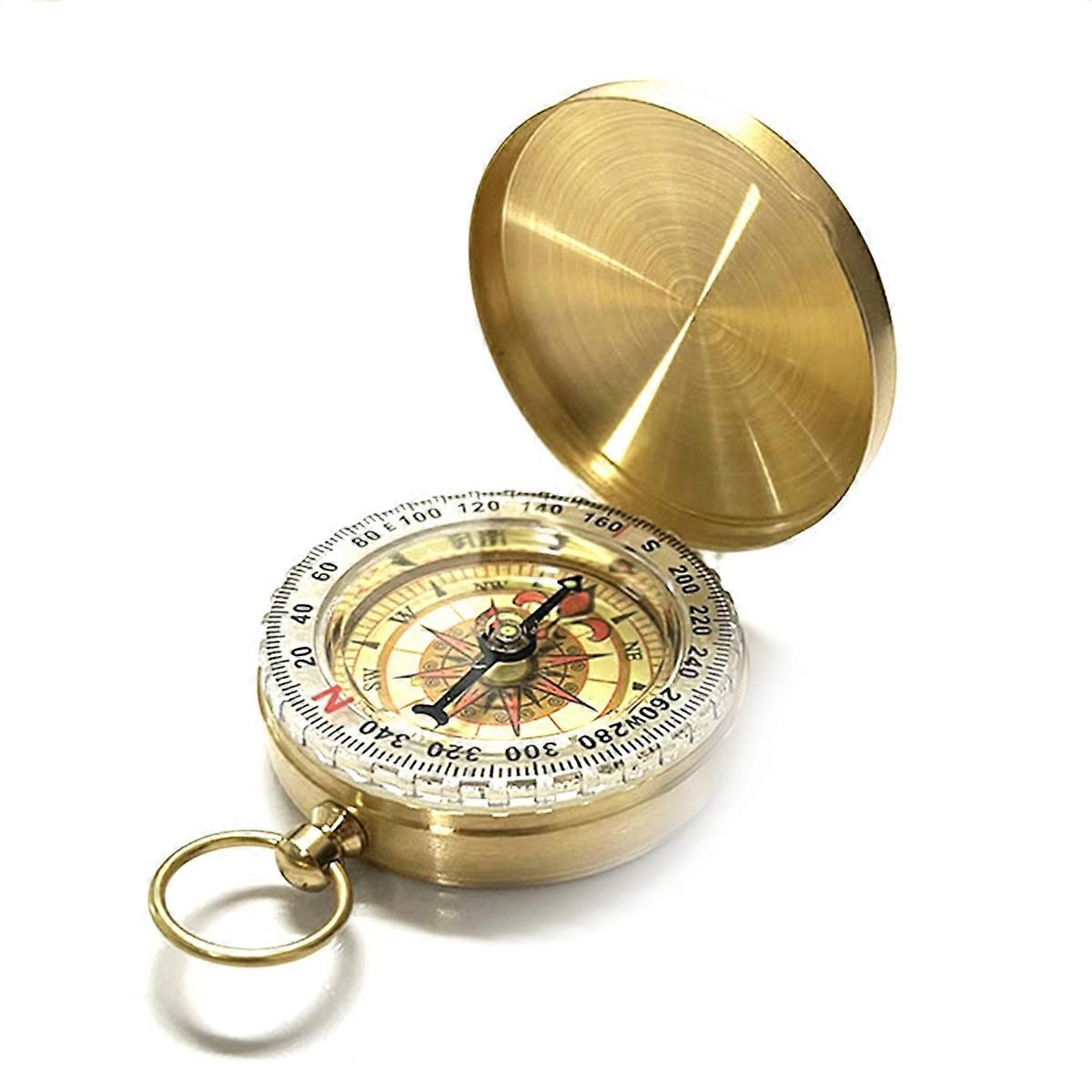 Classic Pocket Copper Clamshell Glow Compass, Waterproof Luminous