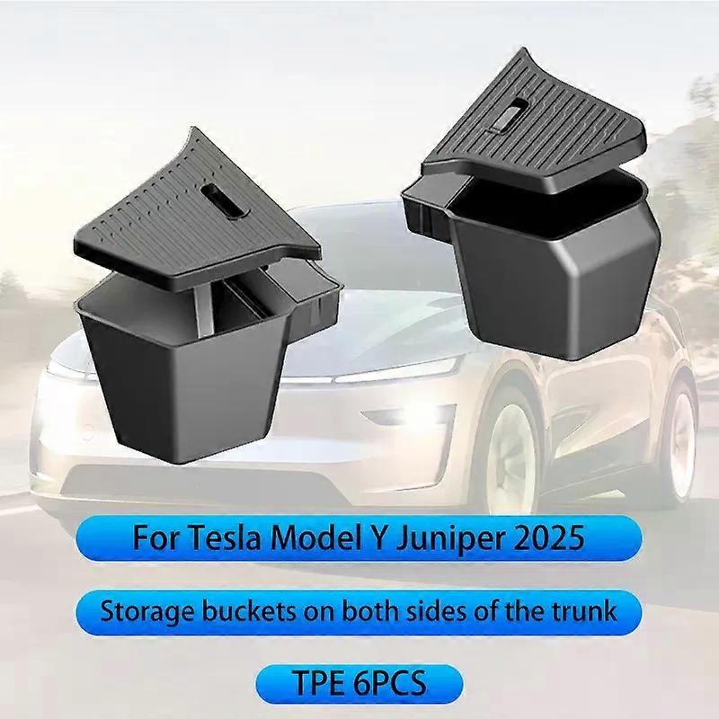 Trunk Storage Box For New Tesla Model Y Juniper 2025+ Car Trunk Side Left Right Tidying Packet Storage Box Mat Cover Organizer