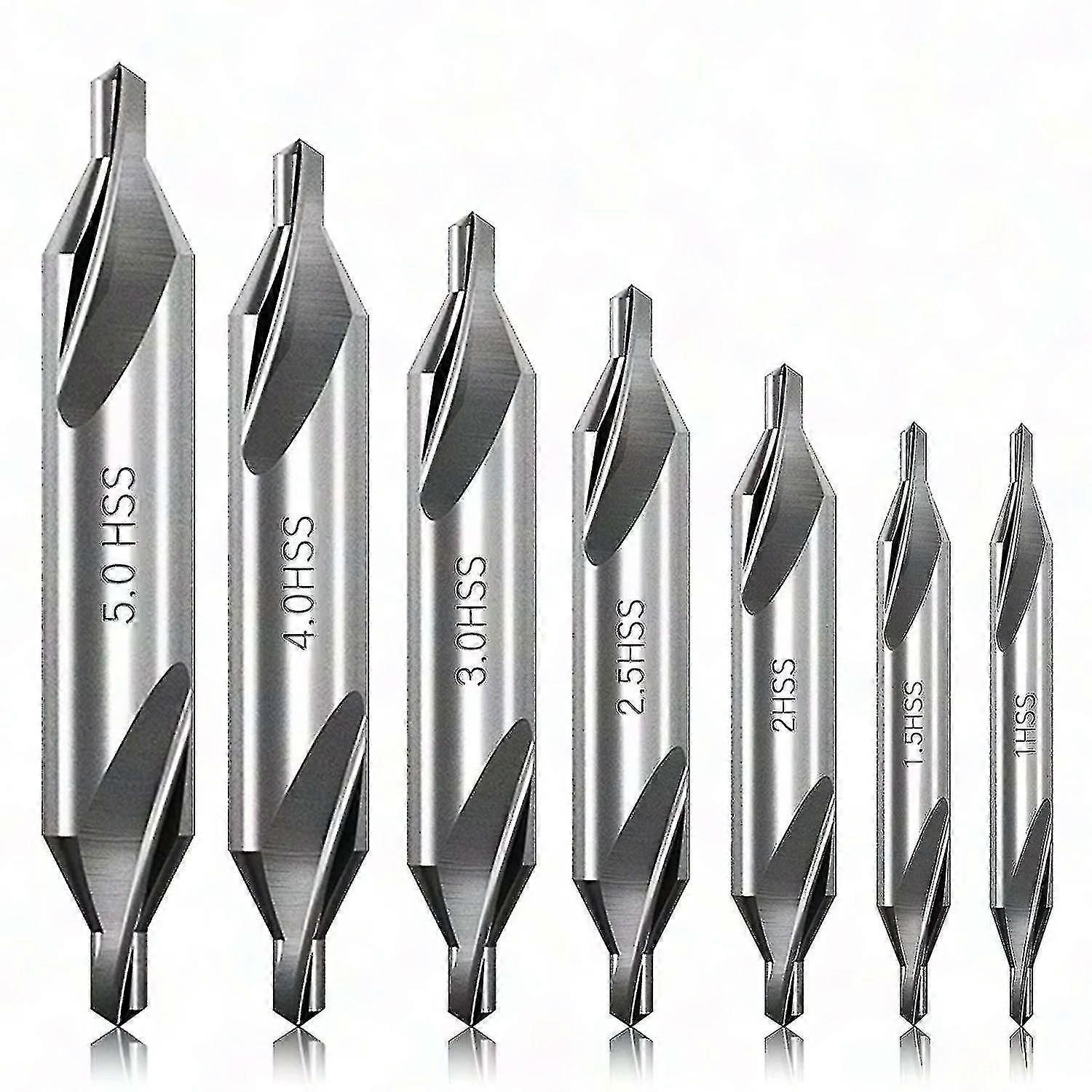 7 Pcs 60-Degree Center Drill Bits Set for Lathe and Milling Machine
