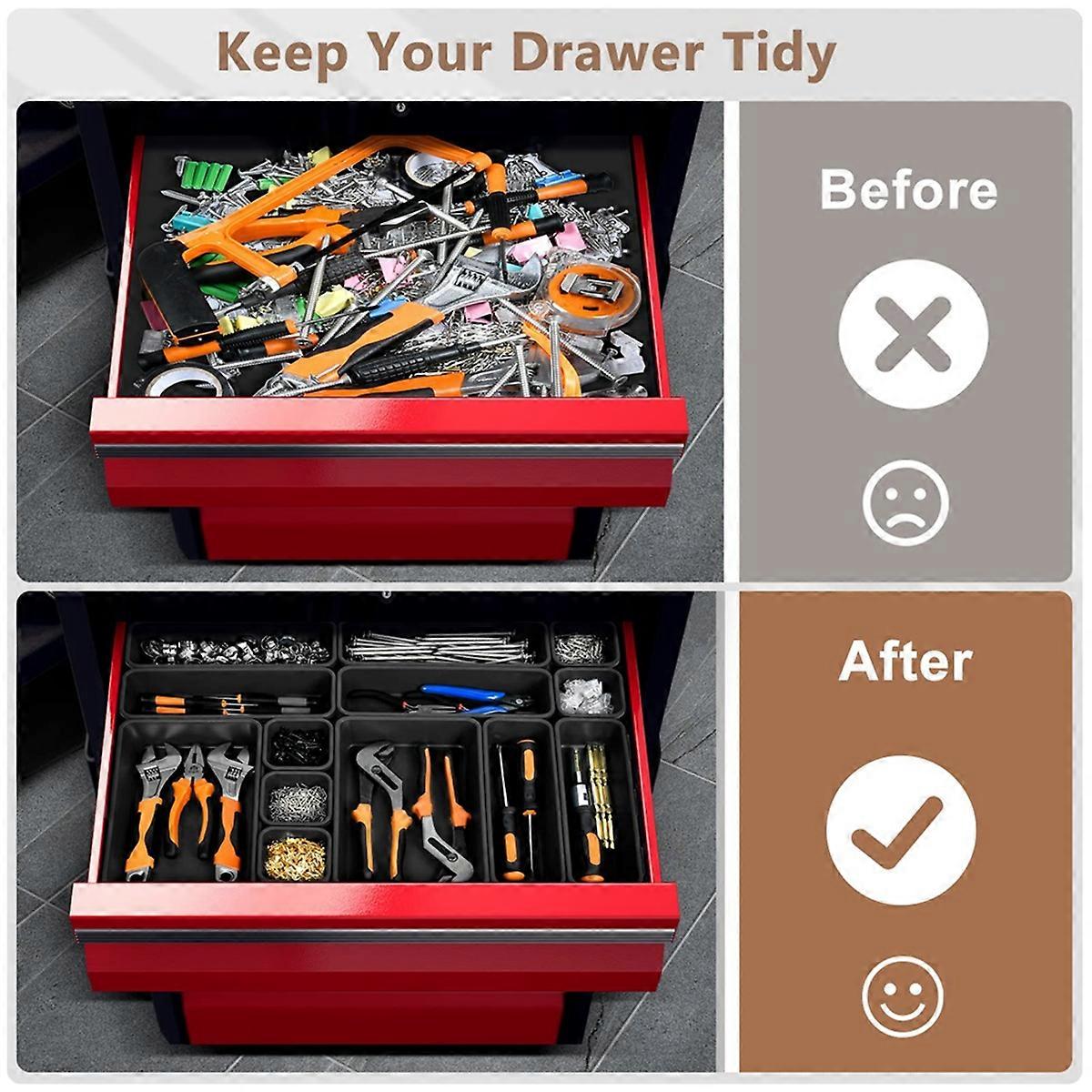 16Pcs Tool Box Organizer Hardware Tool Tray Garage Organization Set Tool Tray Dividers Chest Drawer Work Storage Box