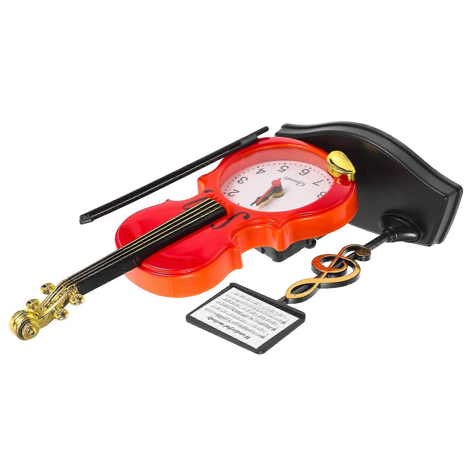 Plastic Clock Desk Ornament Clock for Morning Alarm Violin Shape