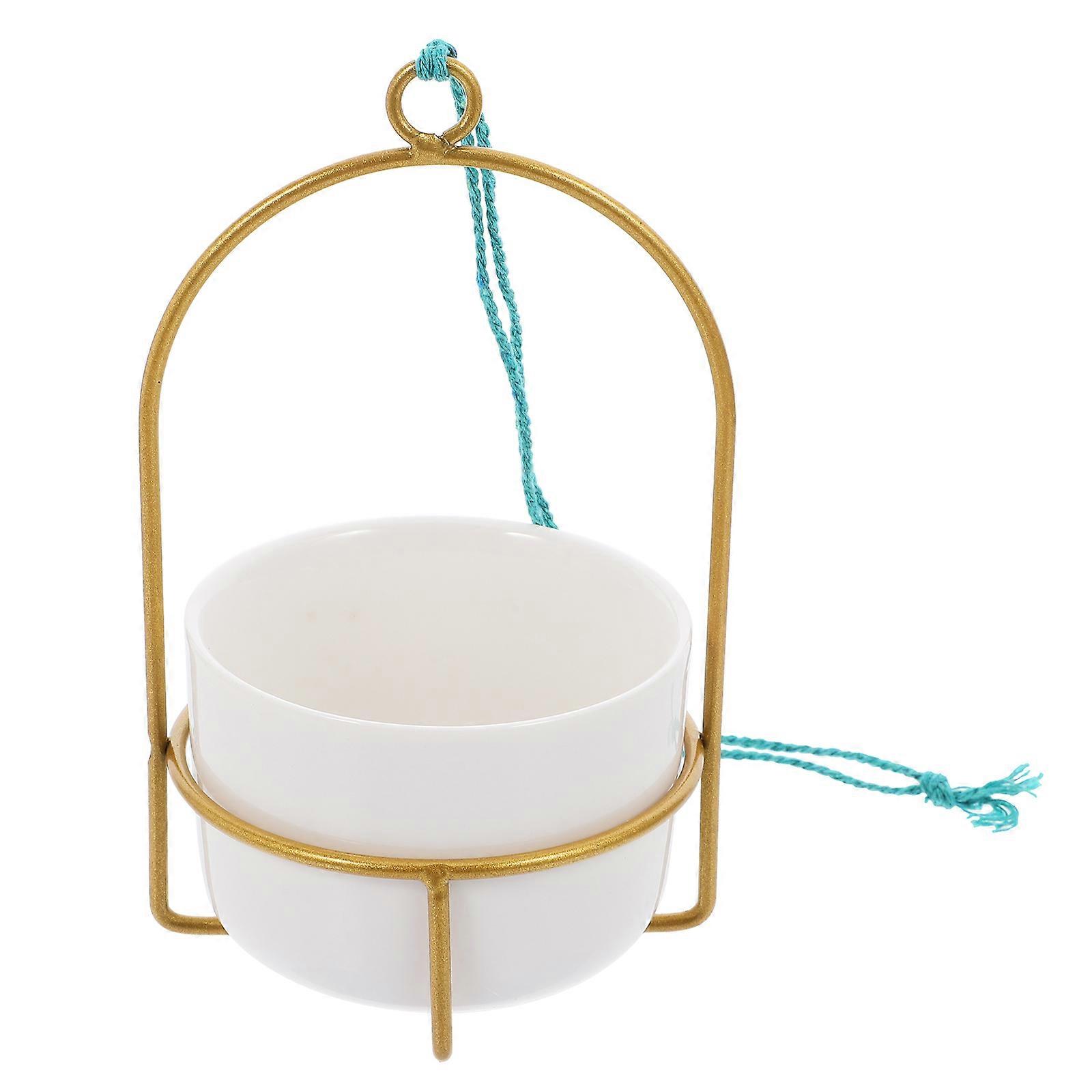 Chic Wall Hanging Flower Pot for Home Decor 2Sets Golden Frame Ceramic