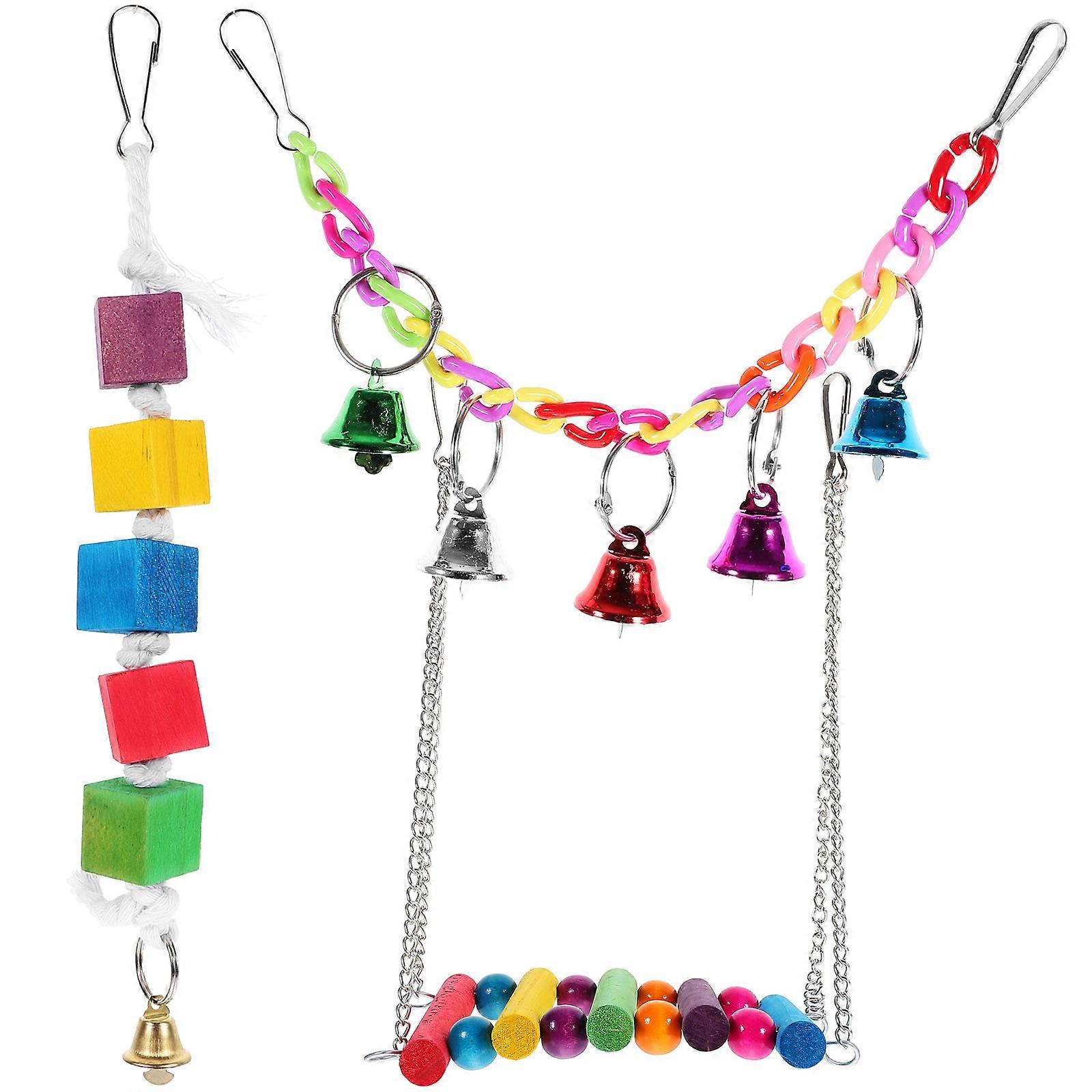Hanging Parakeet Toy Cage Bird Toy for Pet Use Pack of 5Sets