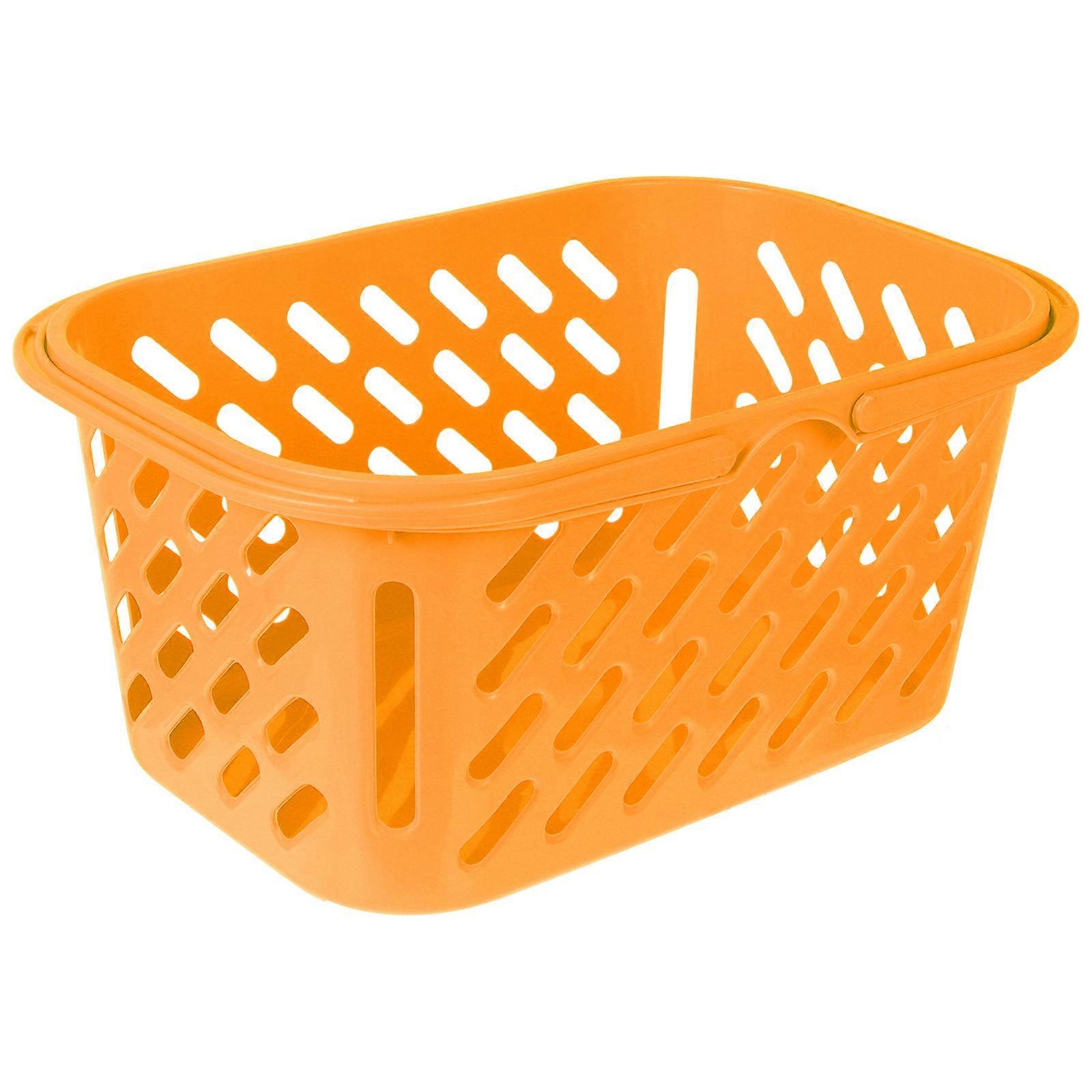 Double Handles Storage Basket 2Pcs Rectangular Orange Shopping Container Bathroom Organization