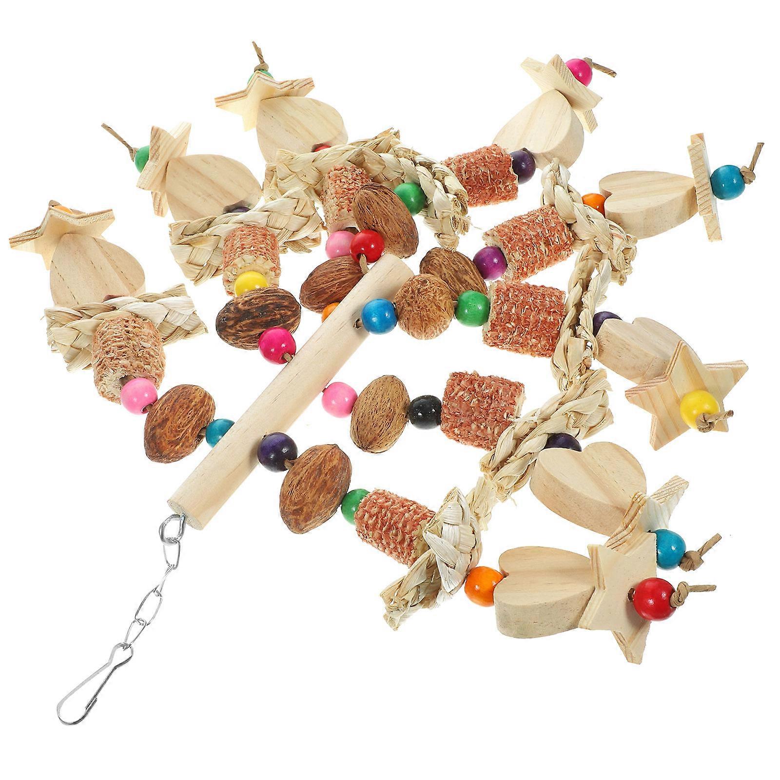 Bird Chew Toy Parrot Toys Hanging Beak Exercise Gray Parrots 15X13X42Cm 1 Set