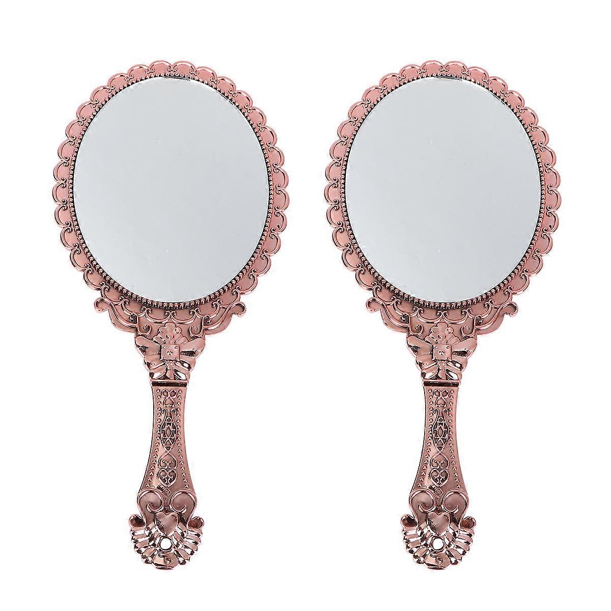 Handheld Mirror for Makeup 4Pcs Portable Gold