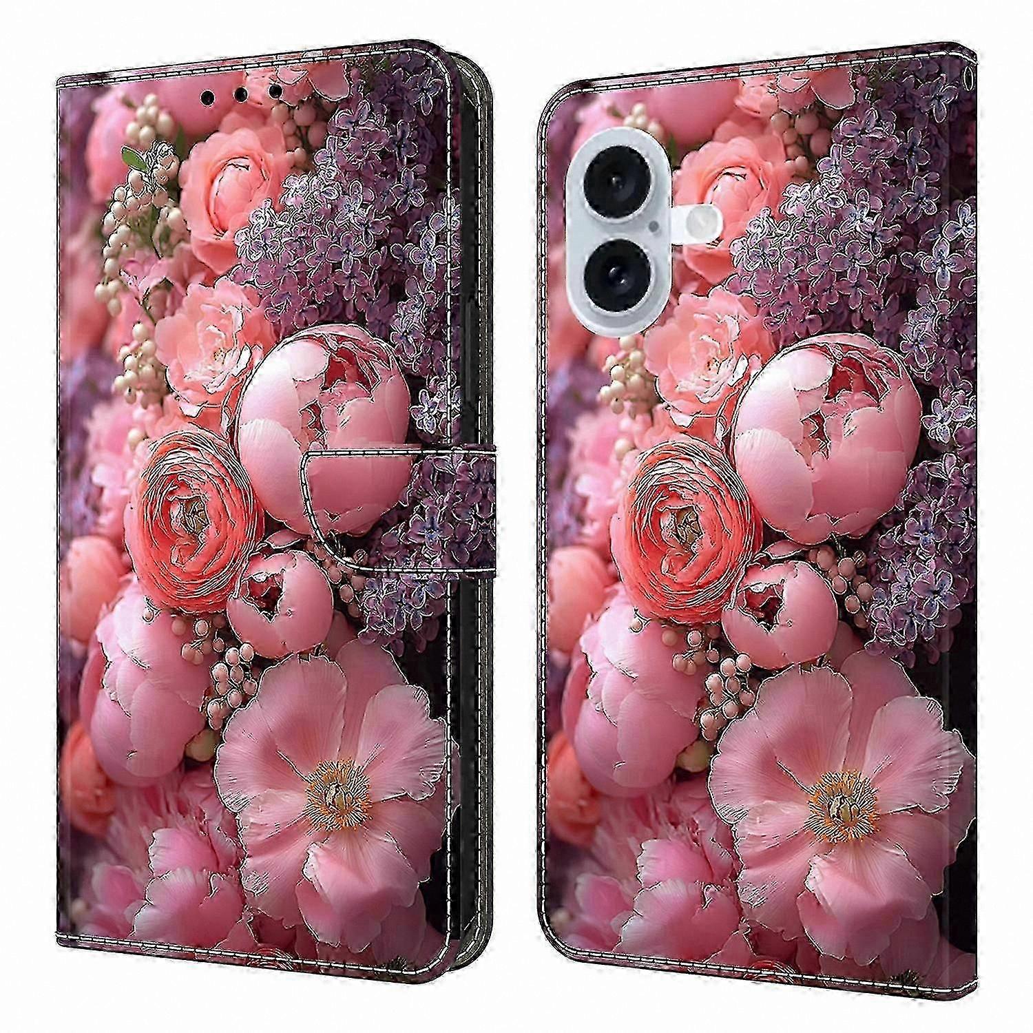 Leather Wallet Case with Pattern Printing and Stand Function for Smartphones